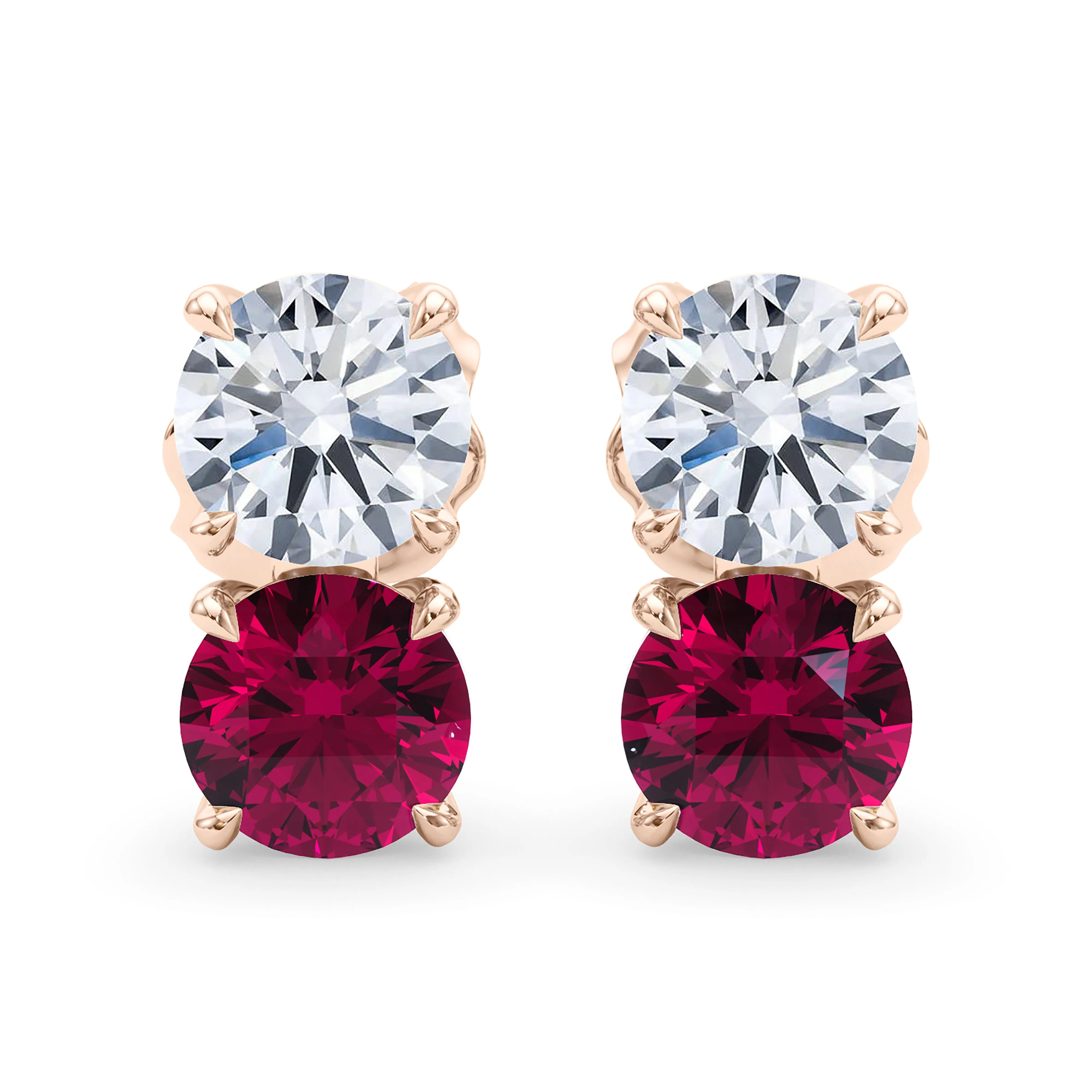 Double Diamond & Birthstone Earring