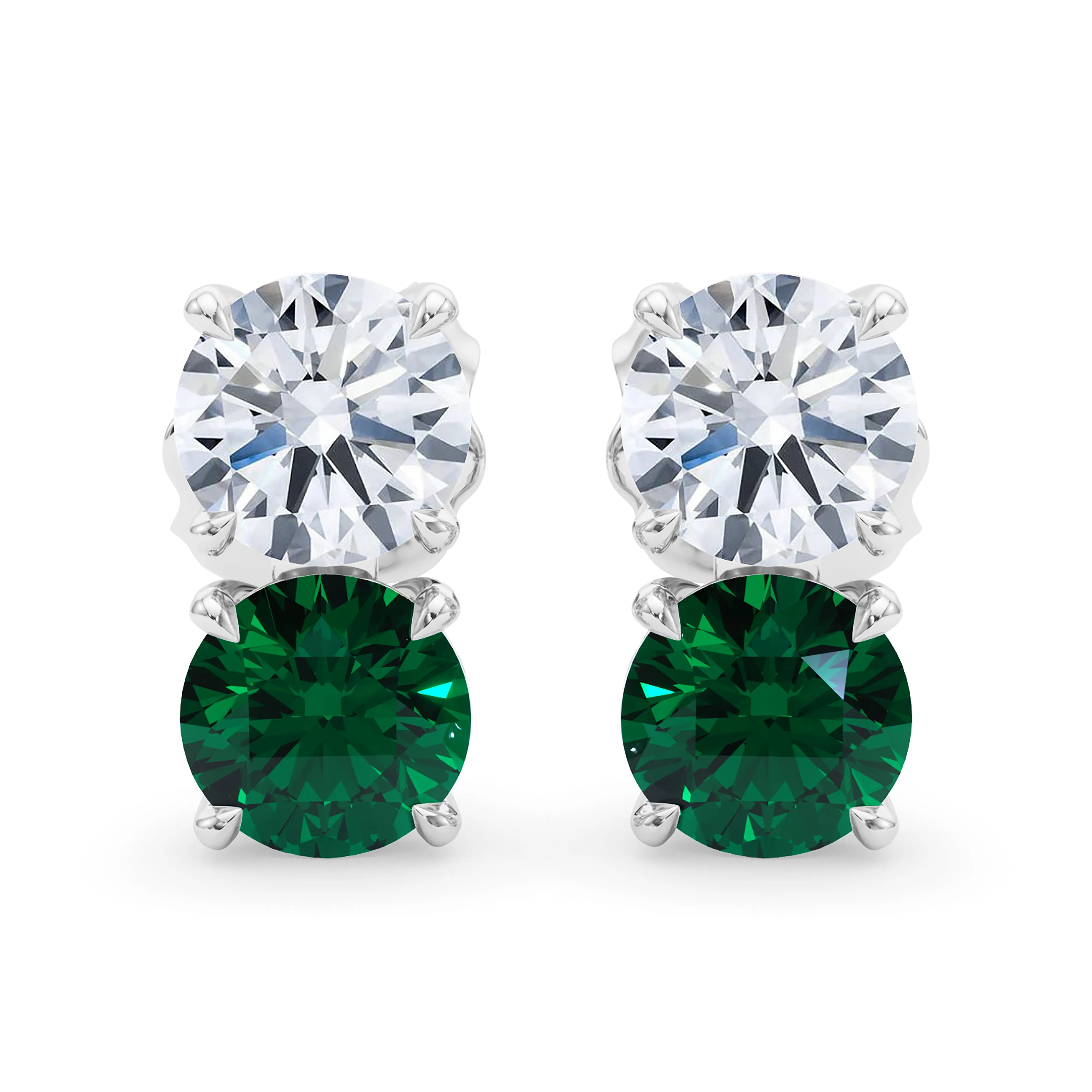 Double Diamond & Birthstone Earring