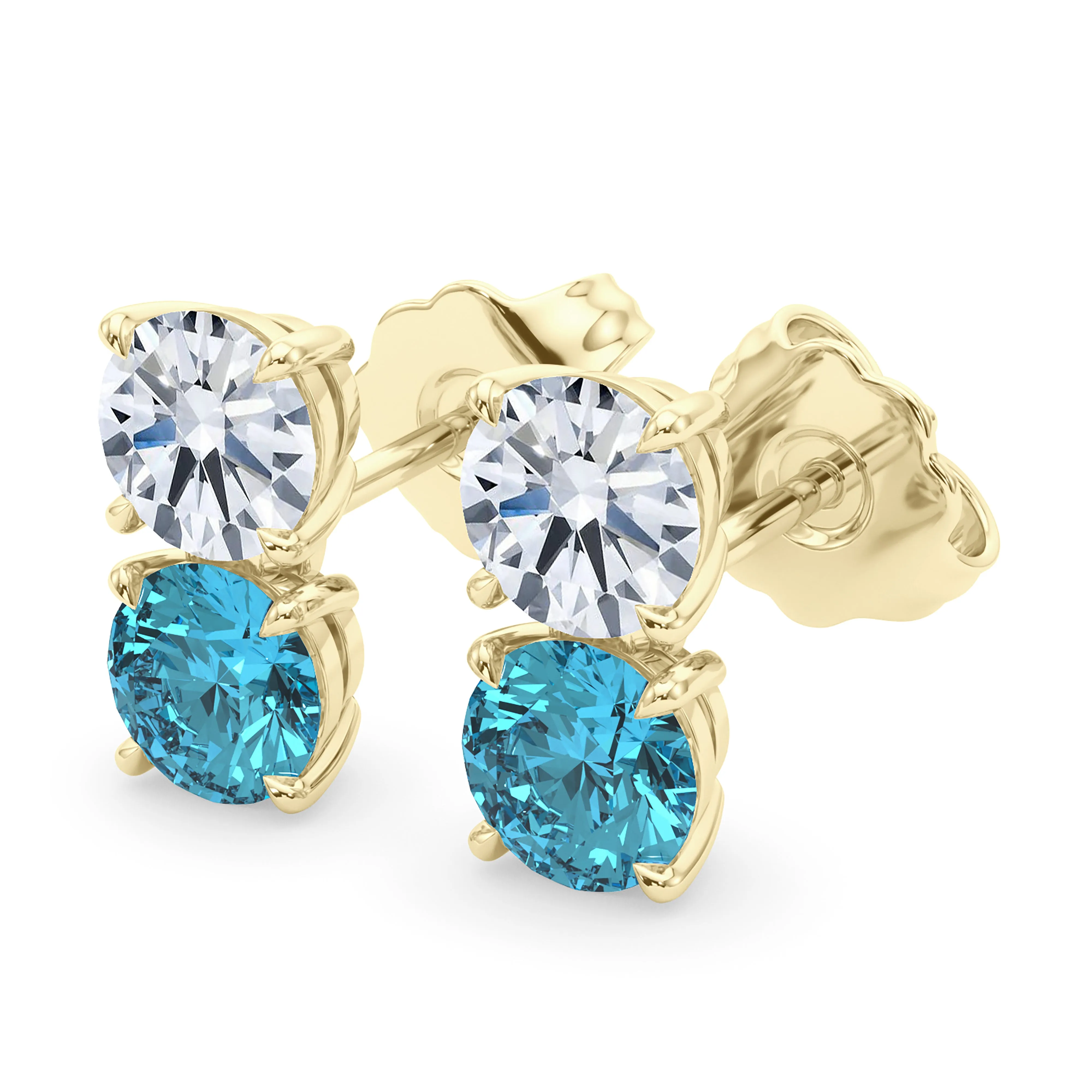 Double Diamond & Birthstone Earring