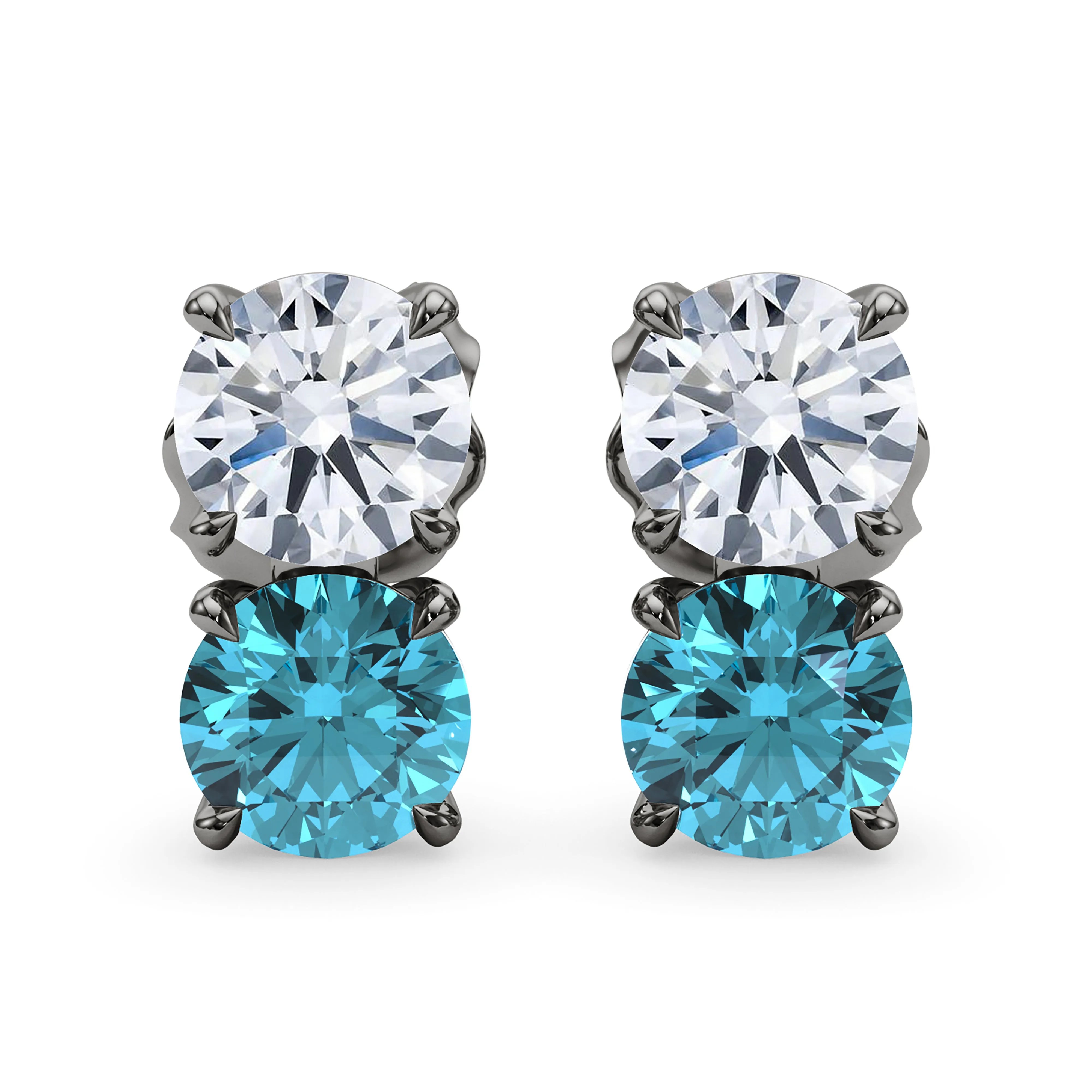 Double Diamond & Birthstone Earring
