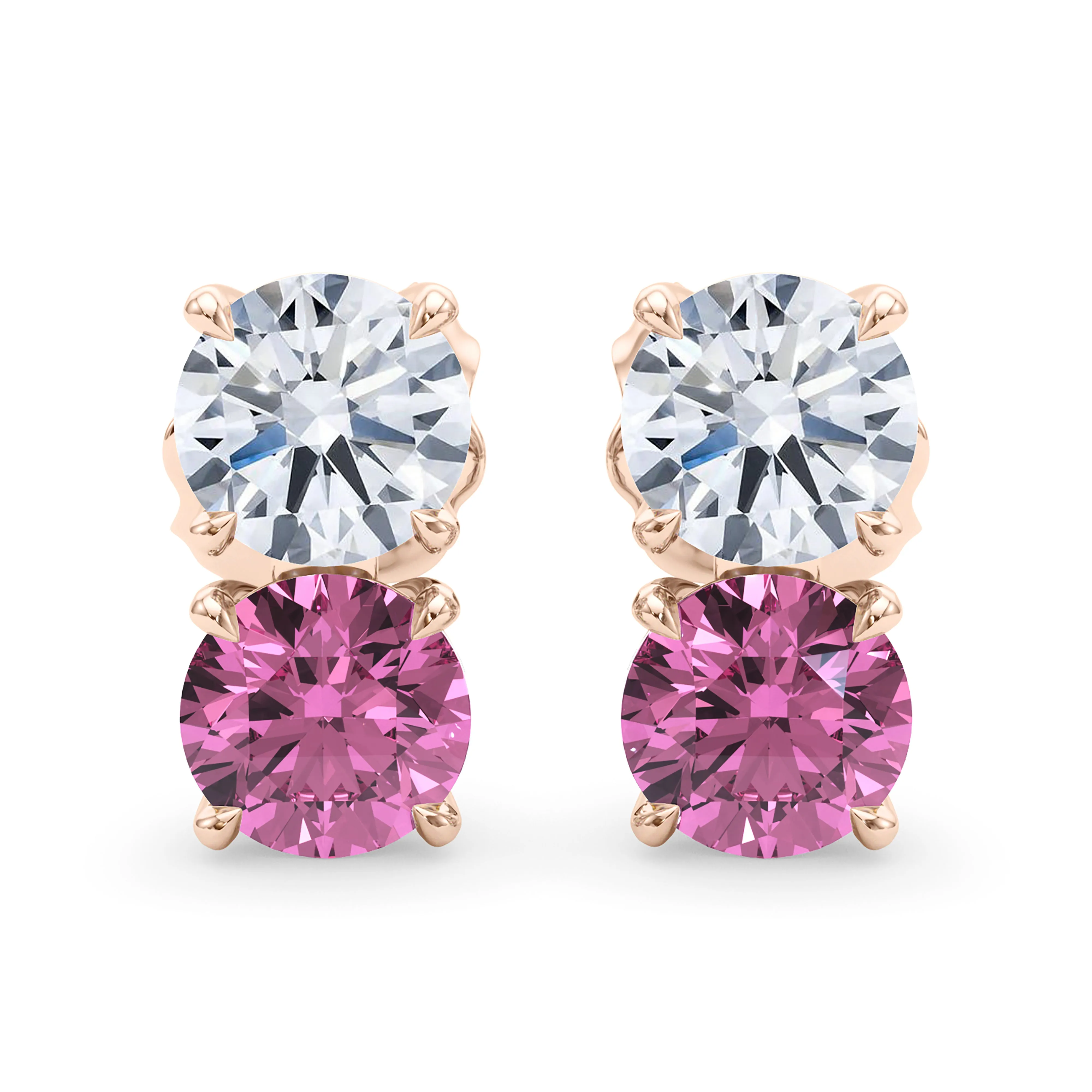 Double Diamond & Birthstone Earring