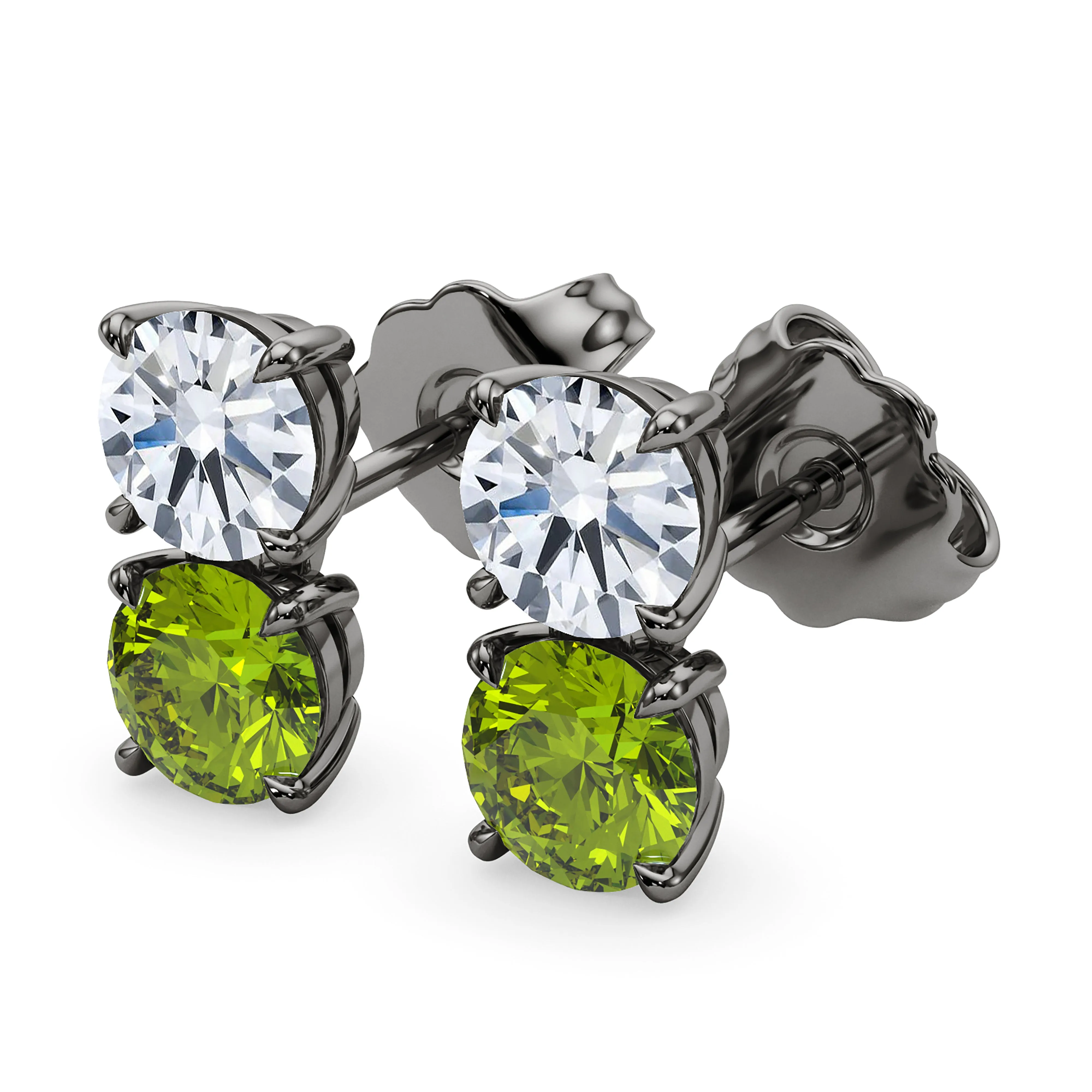 Double Diamond & Birthstone Earring