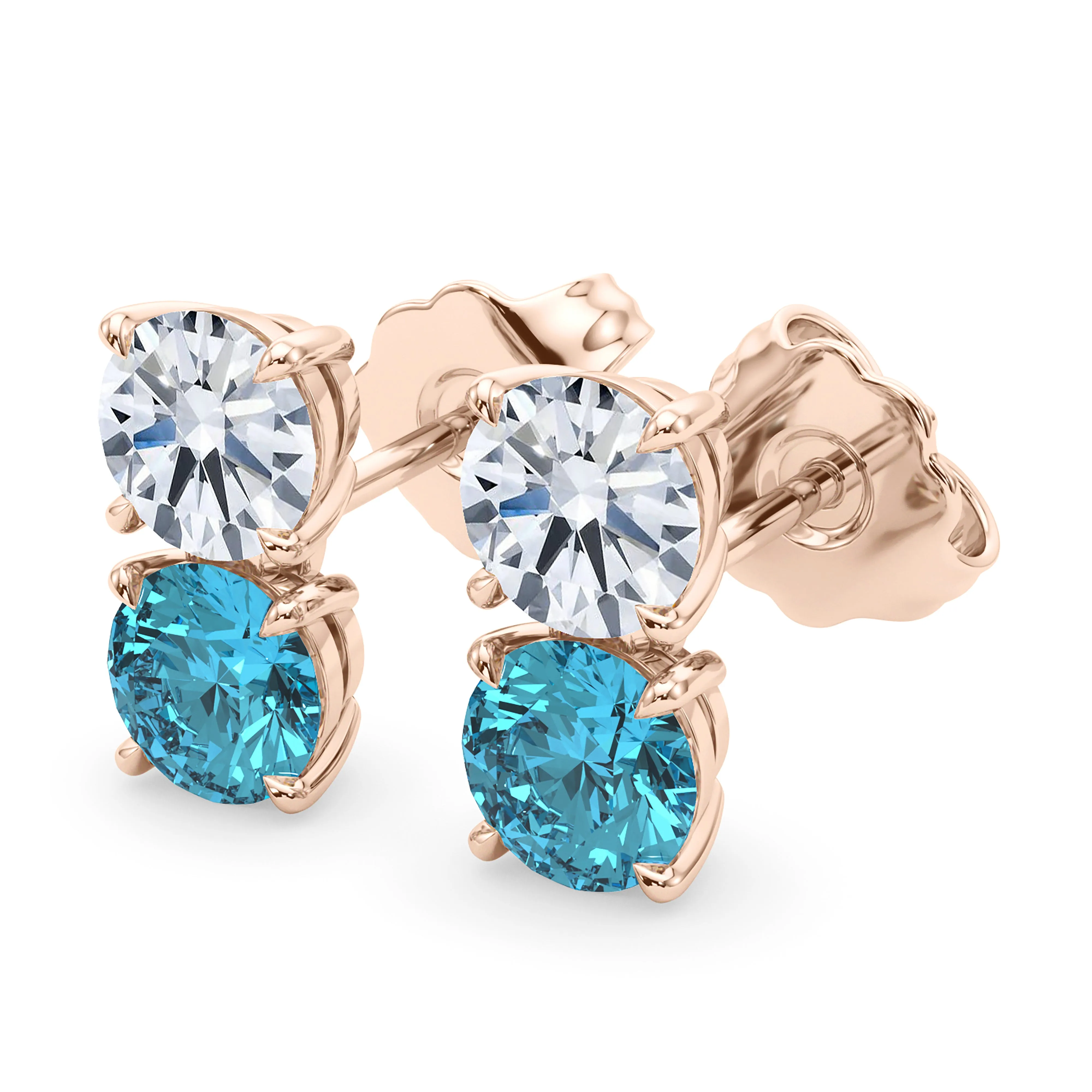 Double Diamond & Birthstone Earring