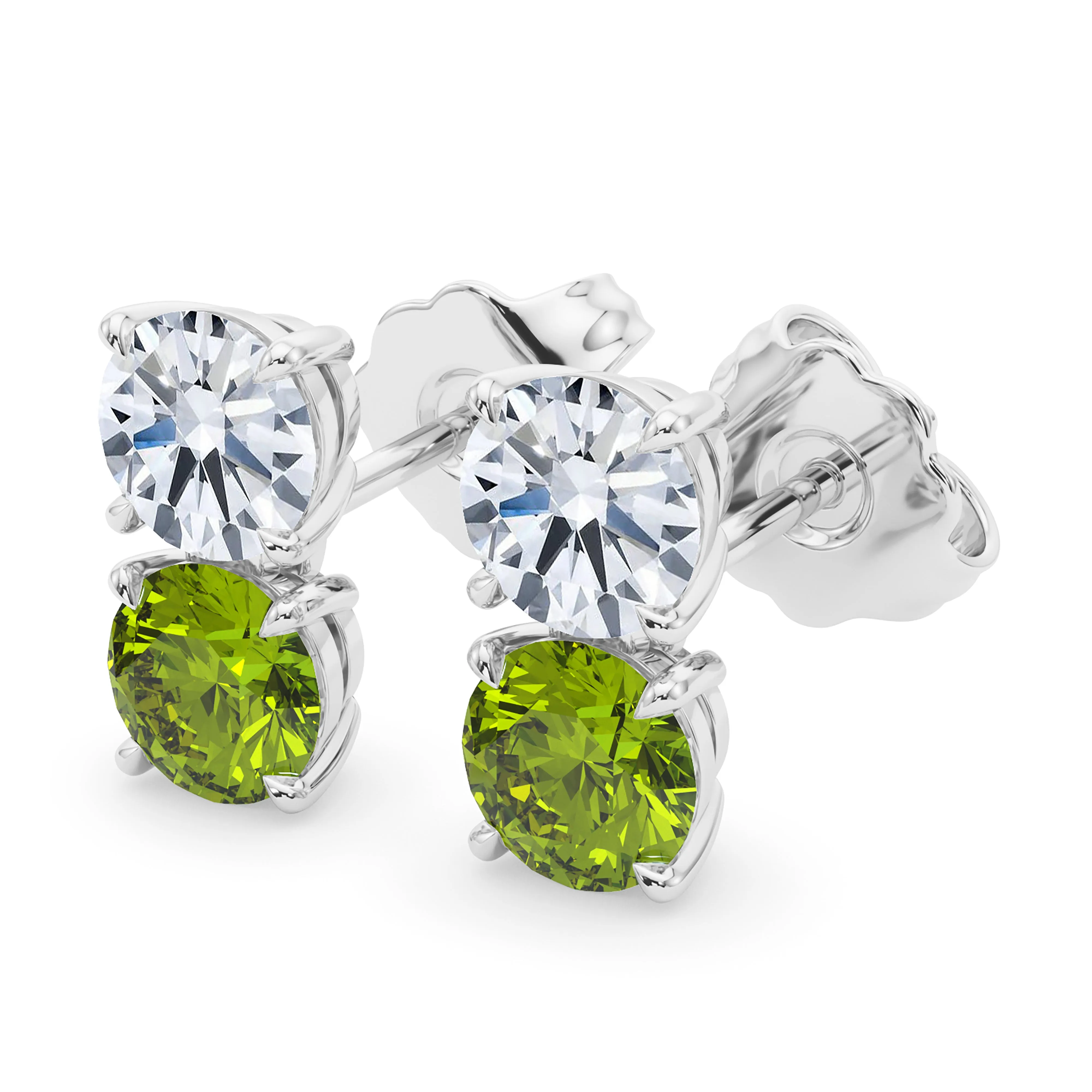 Double Diamond & Birthstone Earring