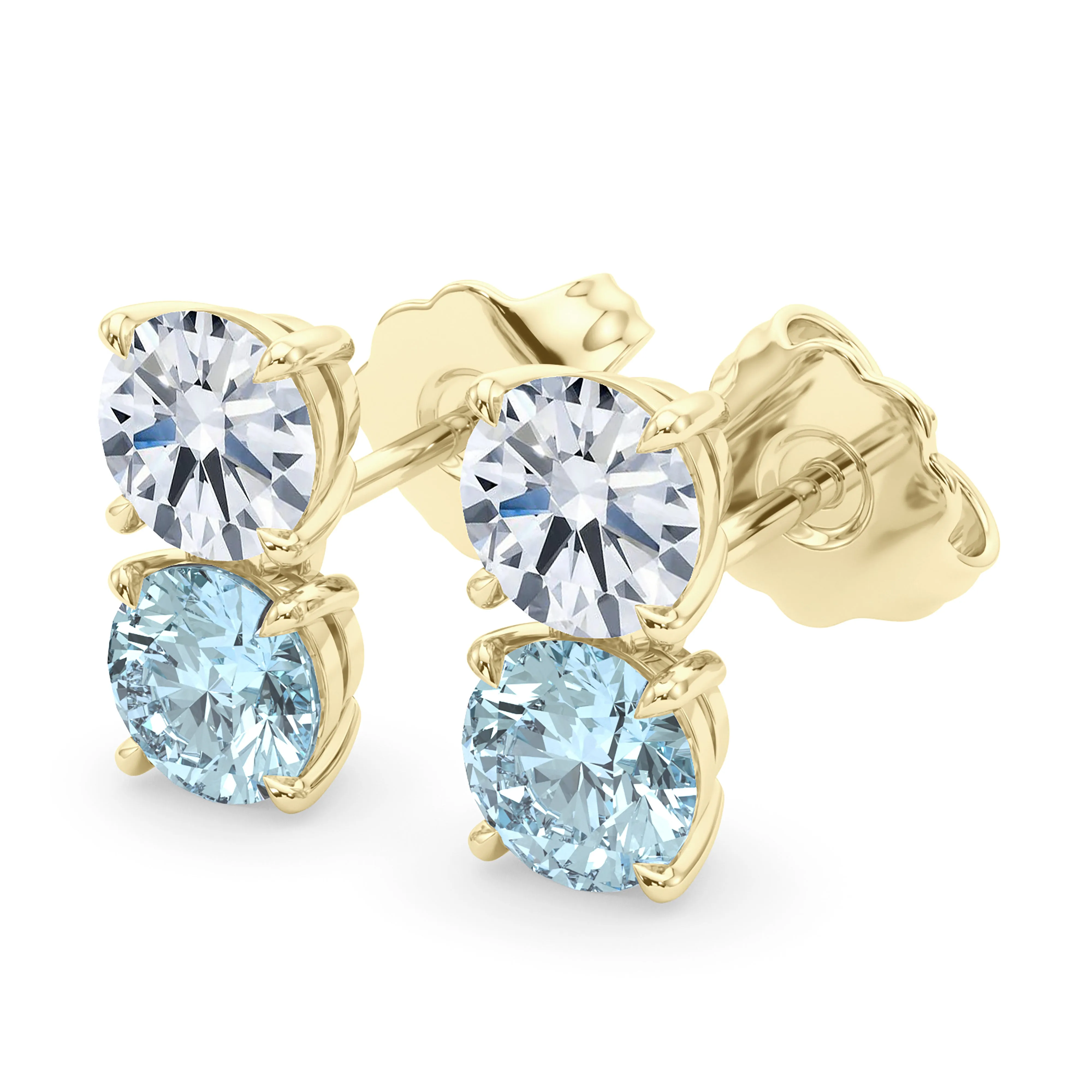 Double Diamond & Birthstone Earring