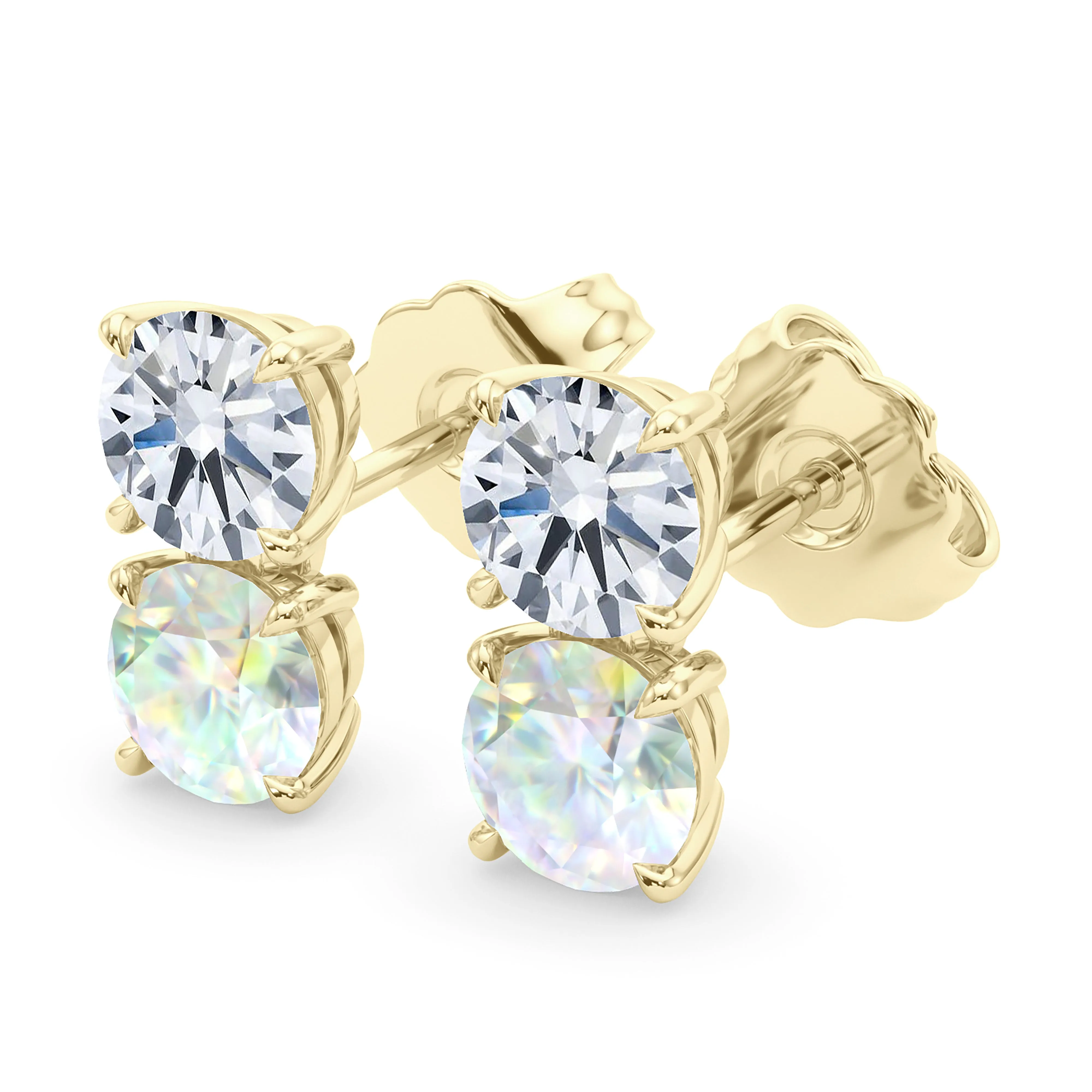 Double Diamond & Birthstone Earring