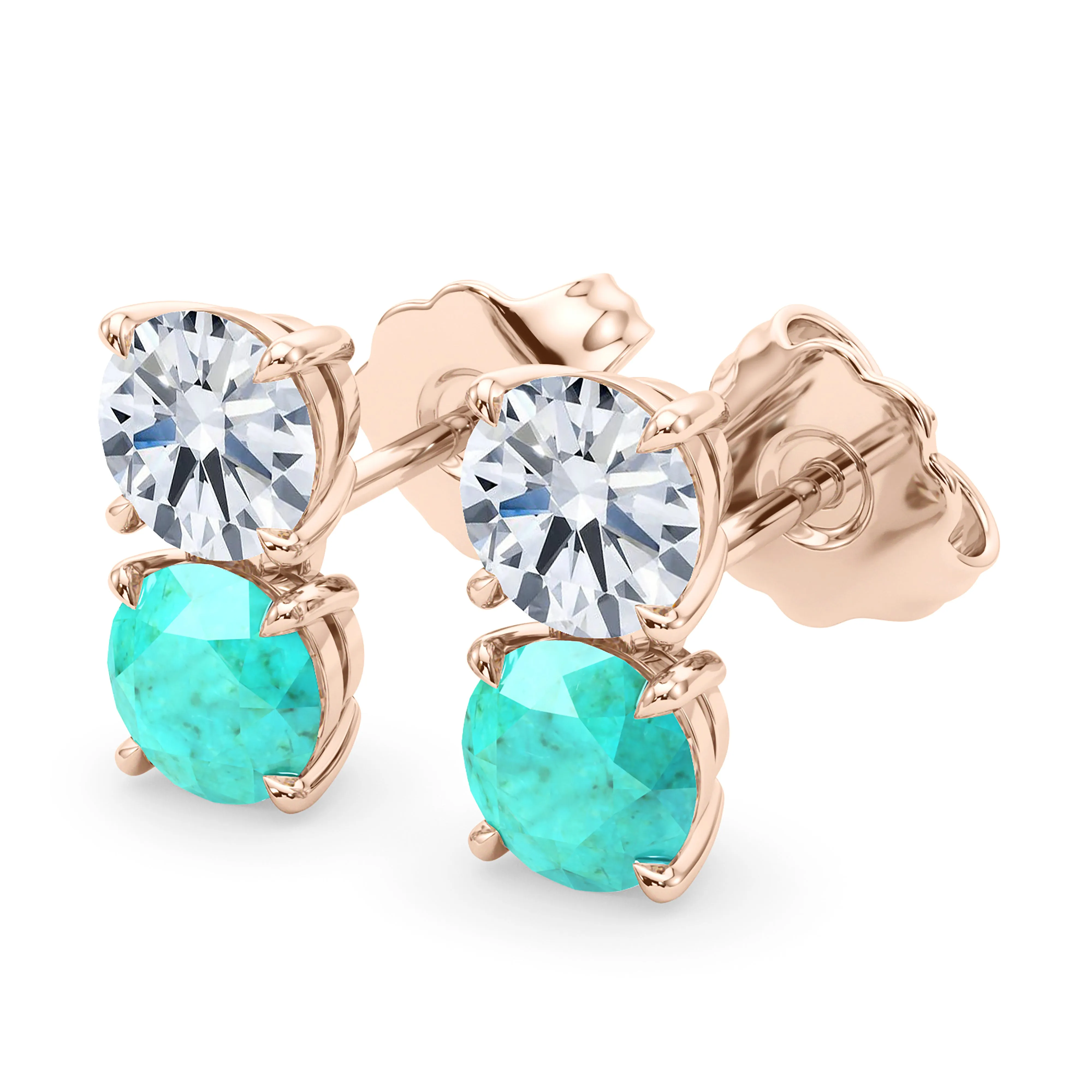 Double Diamond & Birthstone Earring