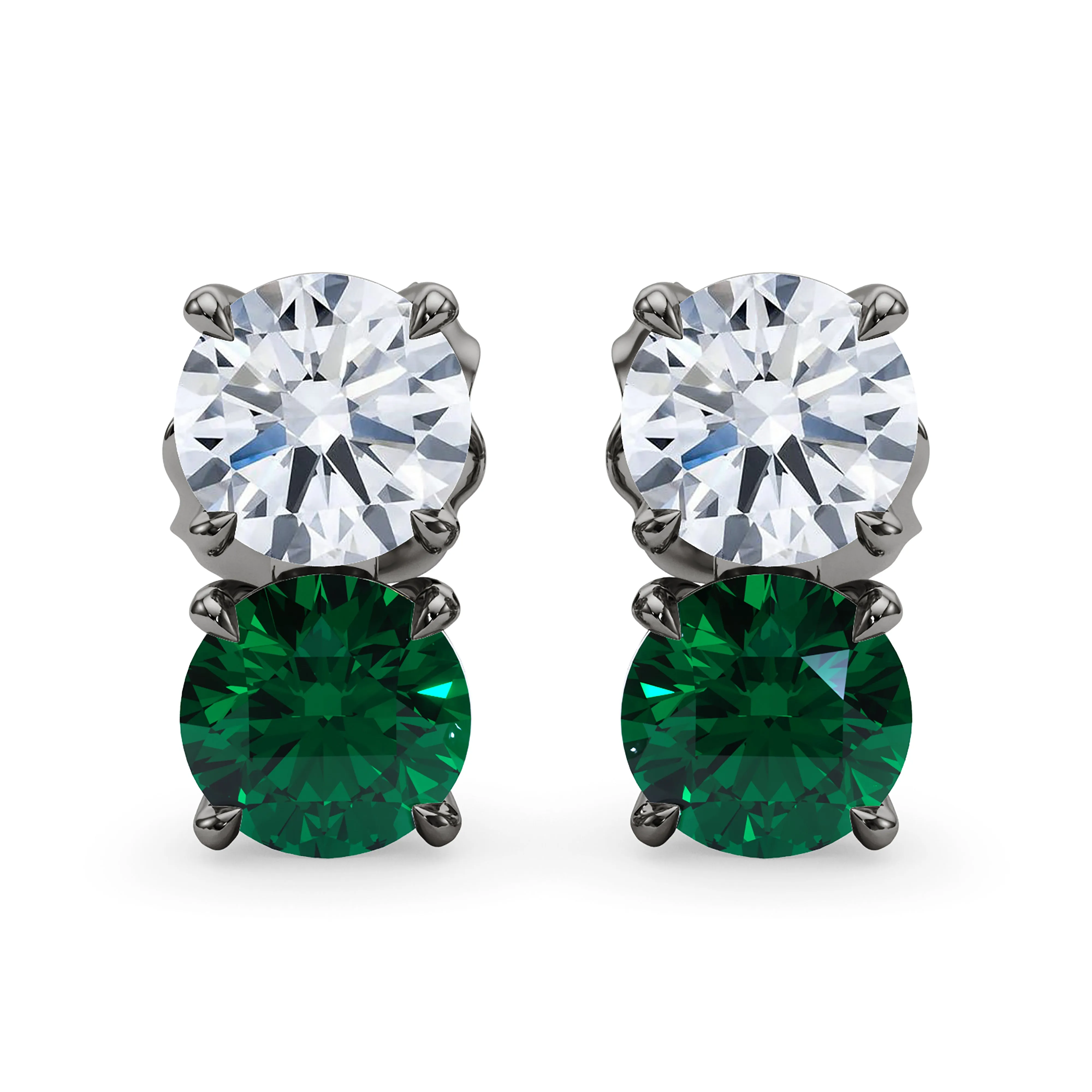 Double Diamond & Birthstone Earring