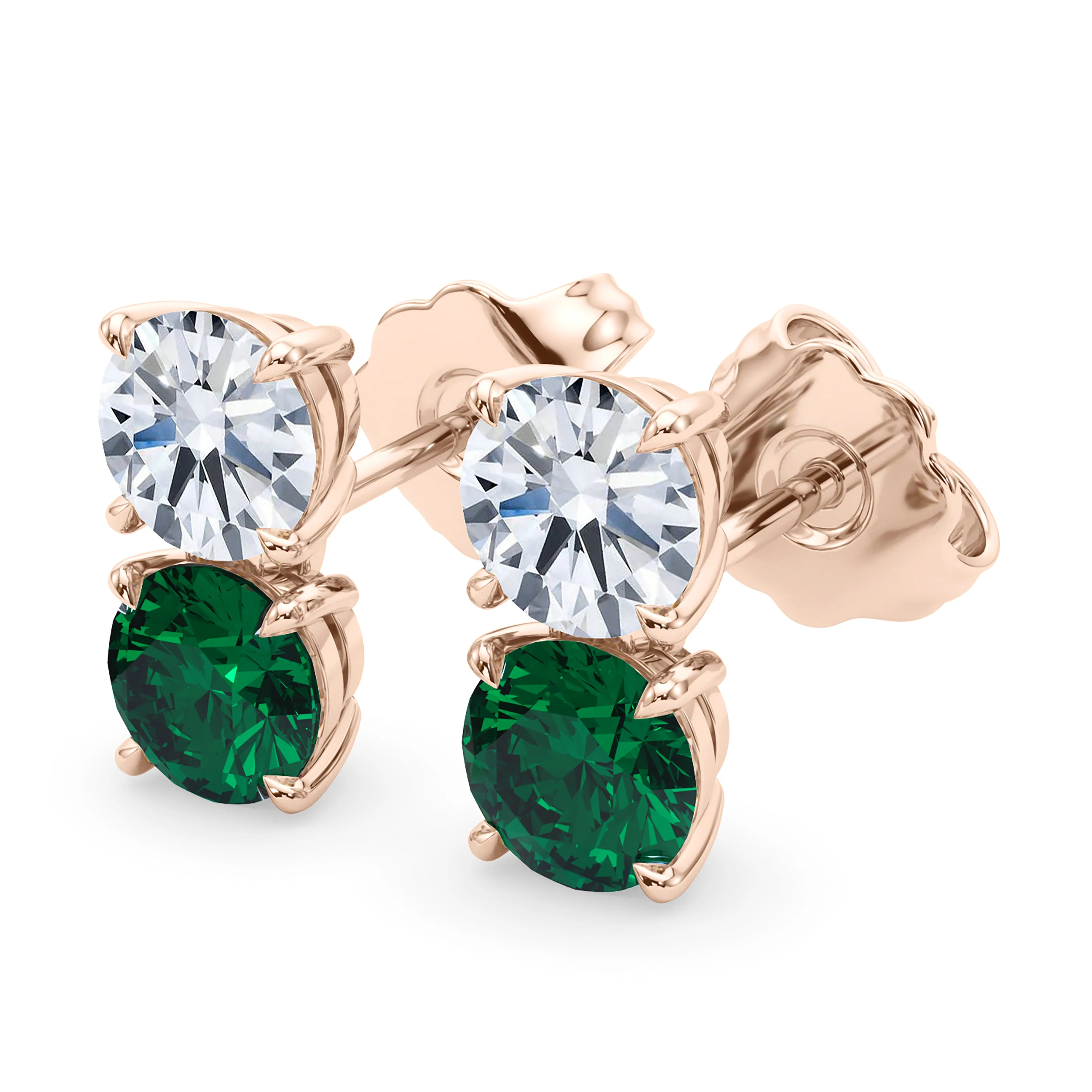 Double Diamond & Birthstone Earring