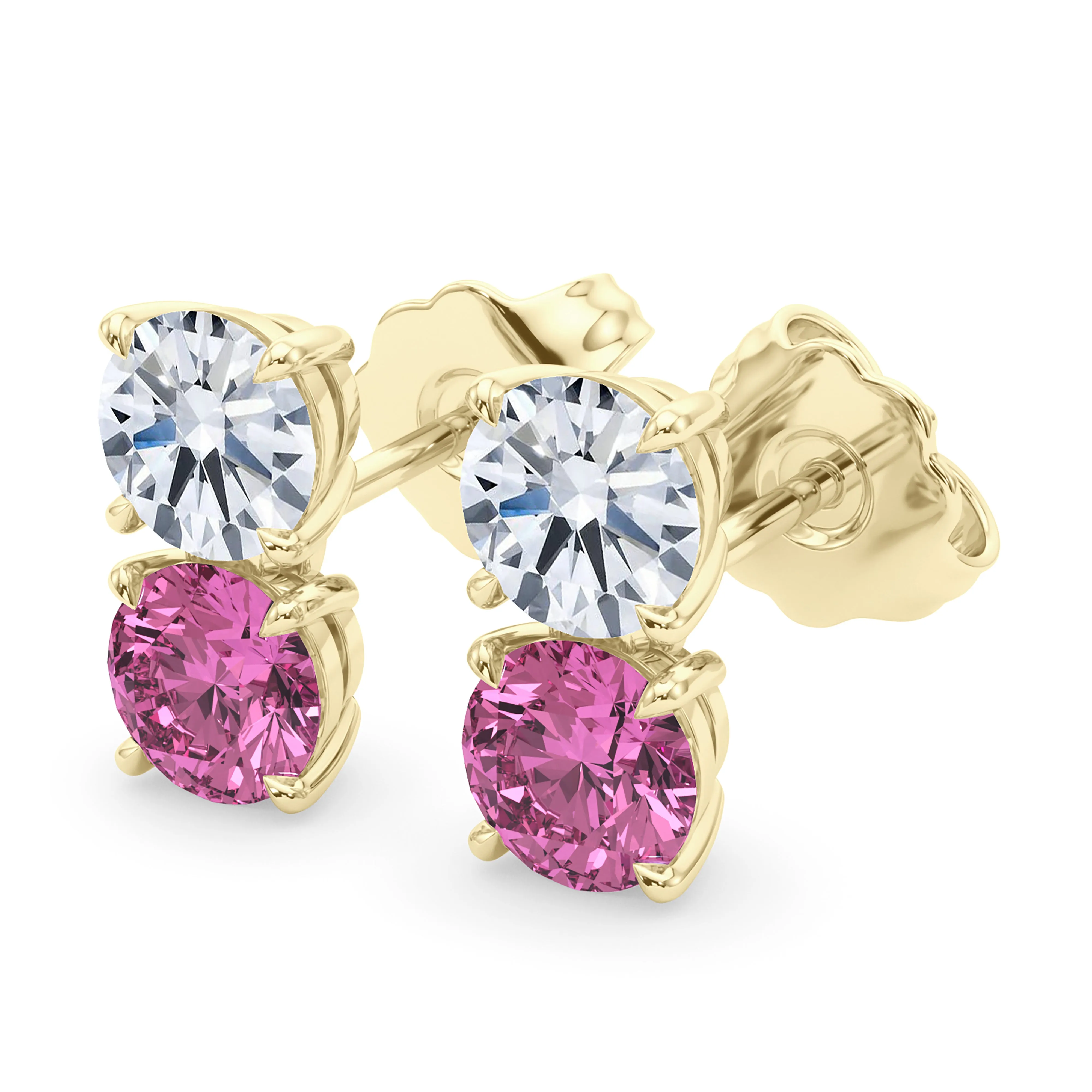 Double Diamond & Birthstone Earring