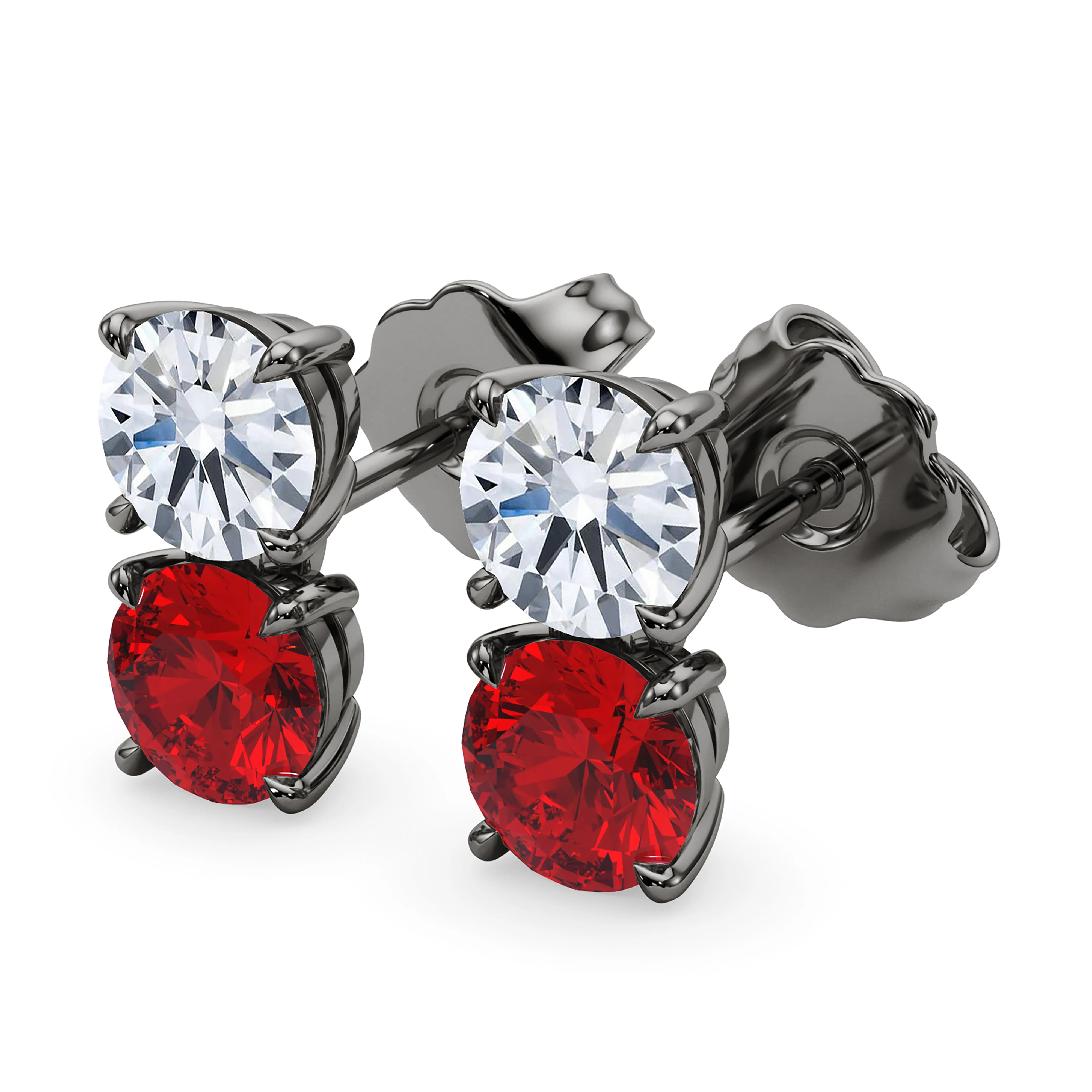Double Diamond & Birthstone Earring