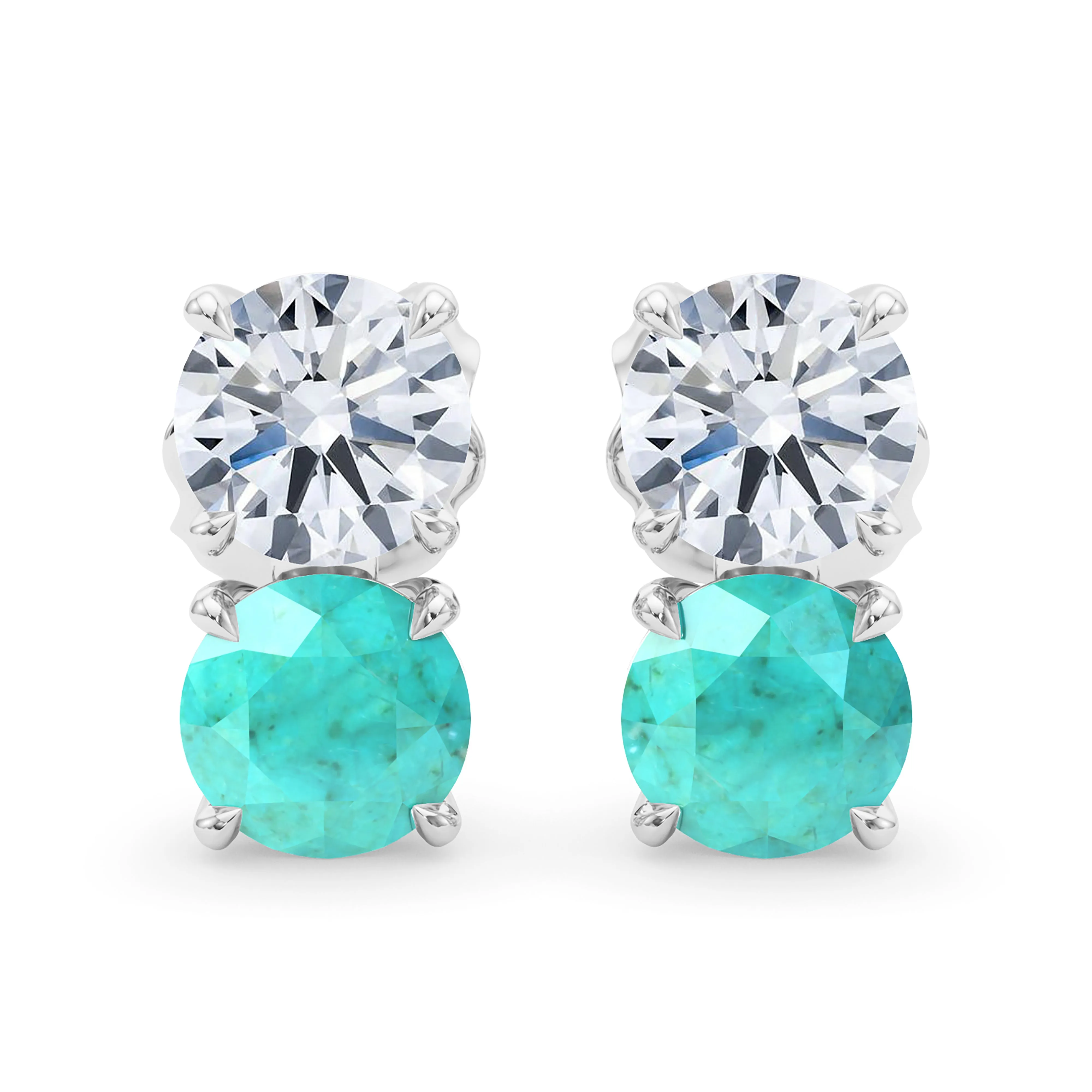 Double Diamond & Birthstone Earring