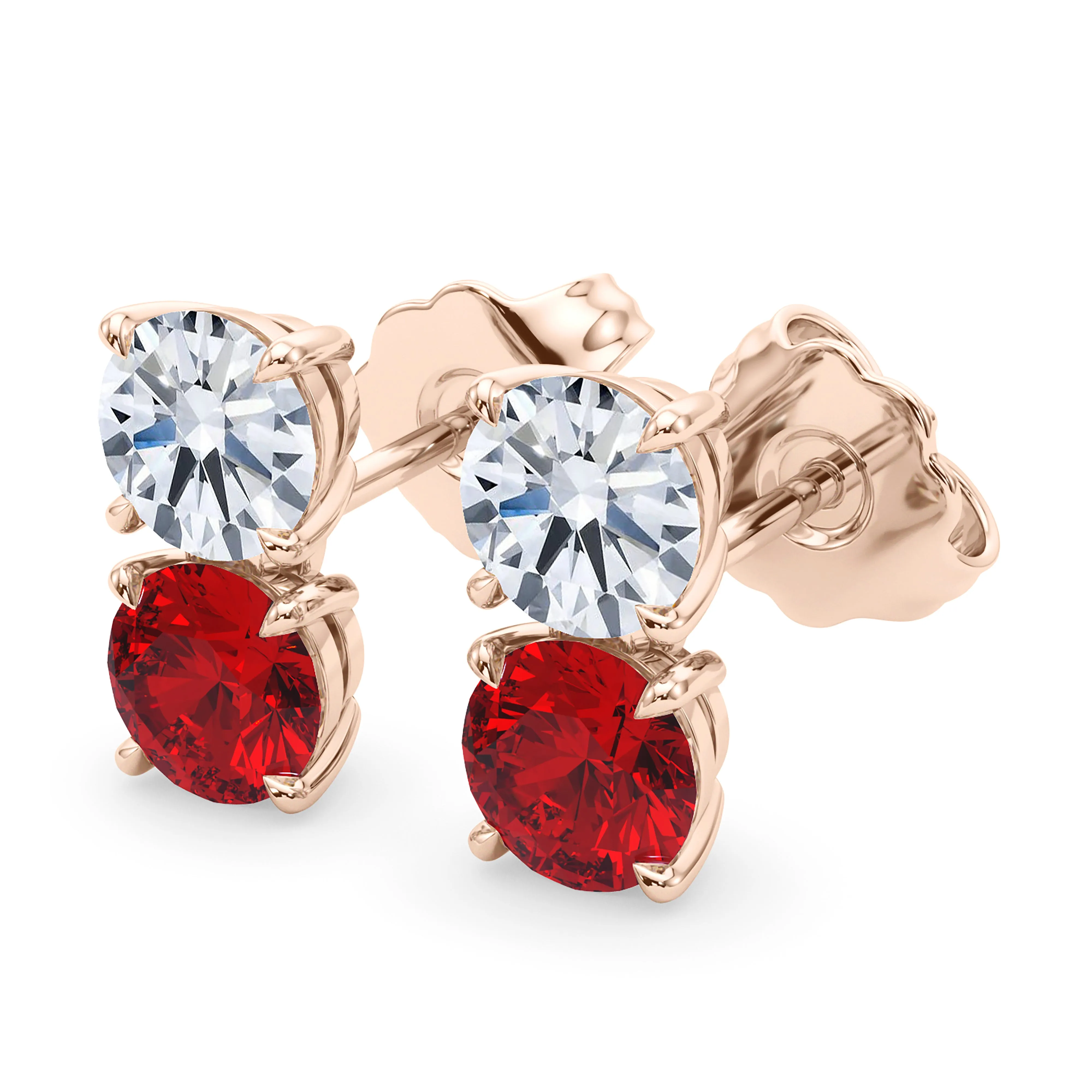 Double Diamond & Birthstone Earring