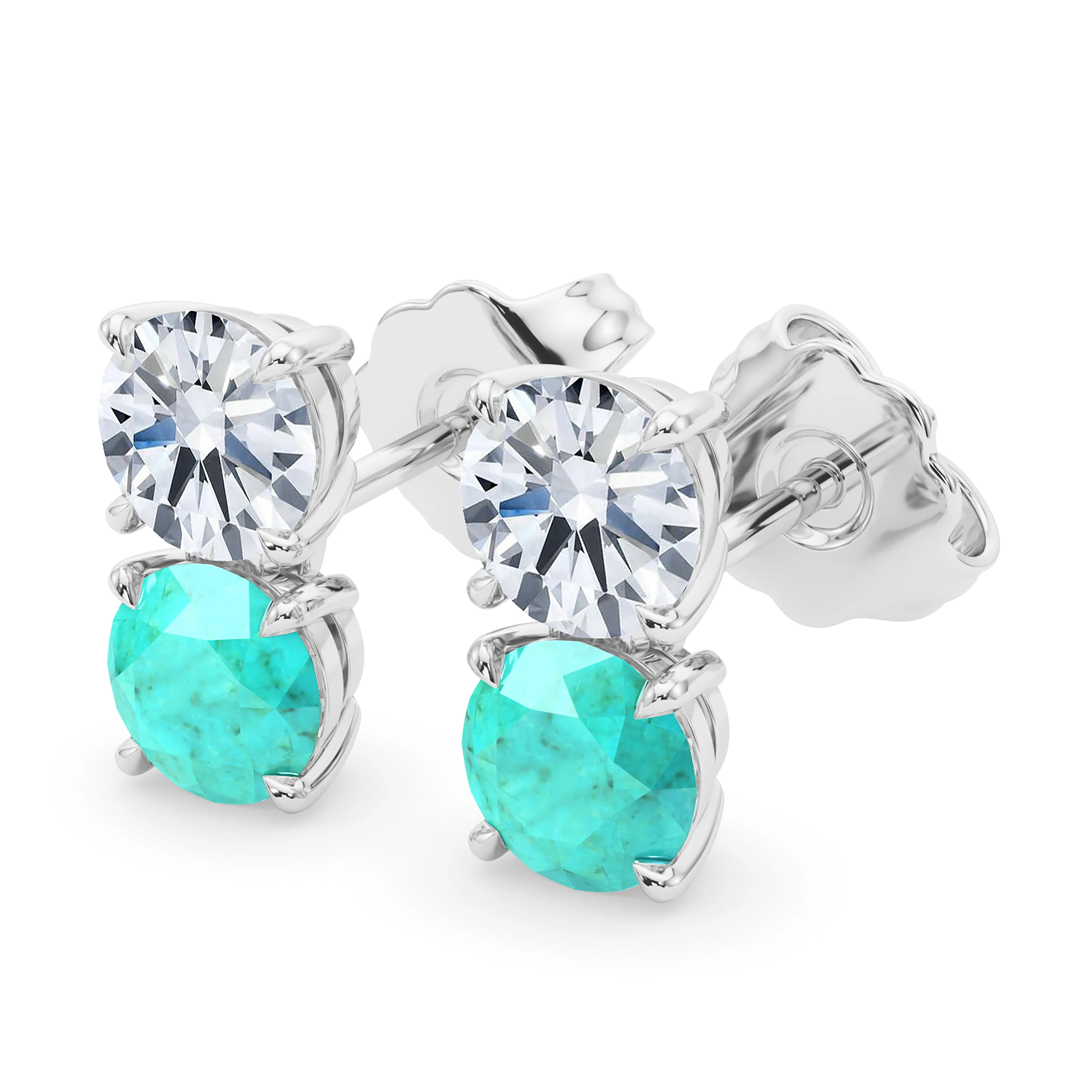 Double Diamond & Birthstone Earring