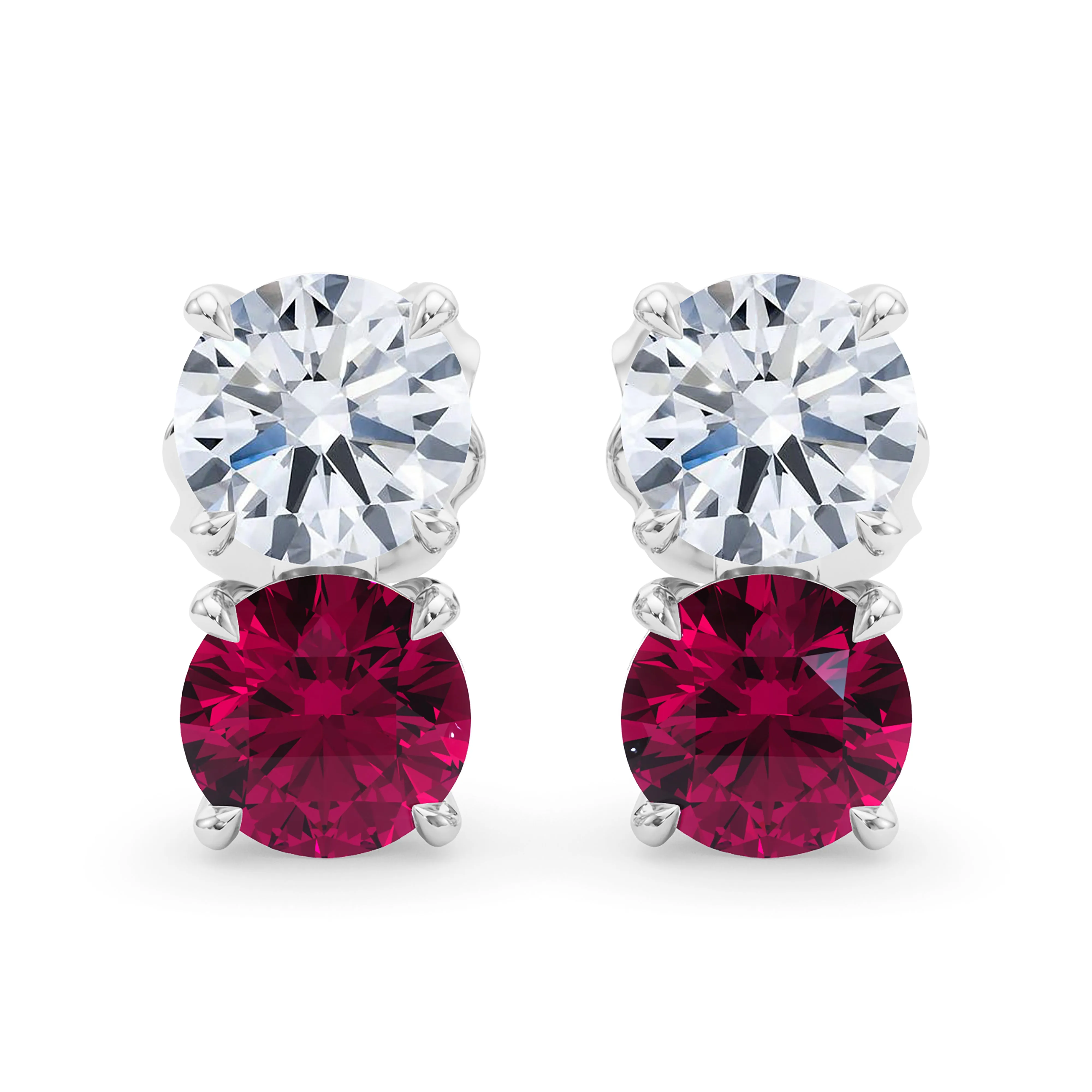 Double Diamond & Birthstone Earring