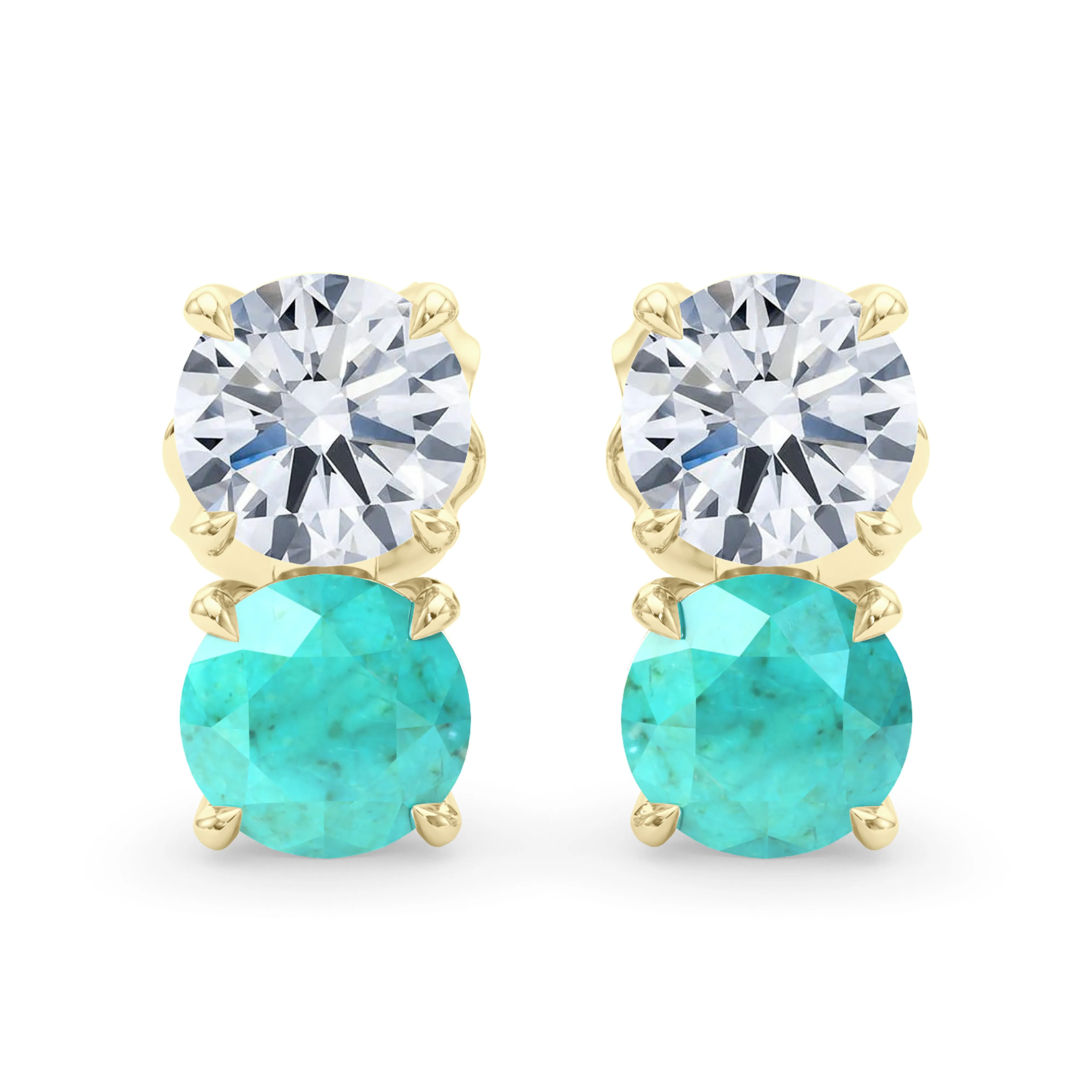 Double Diamond & Birthstone Earring