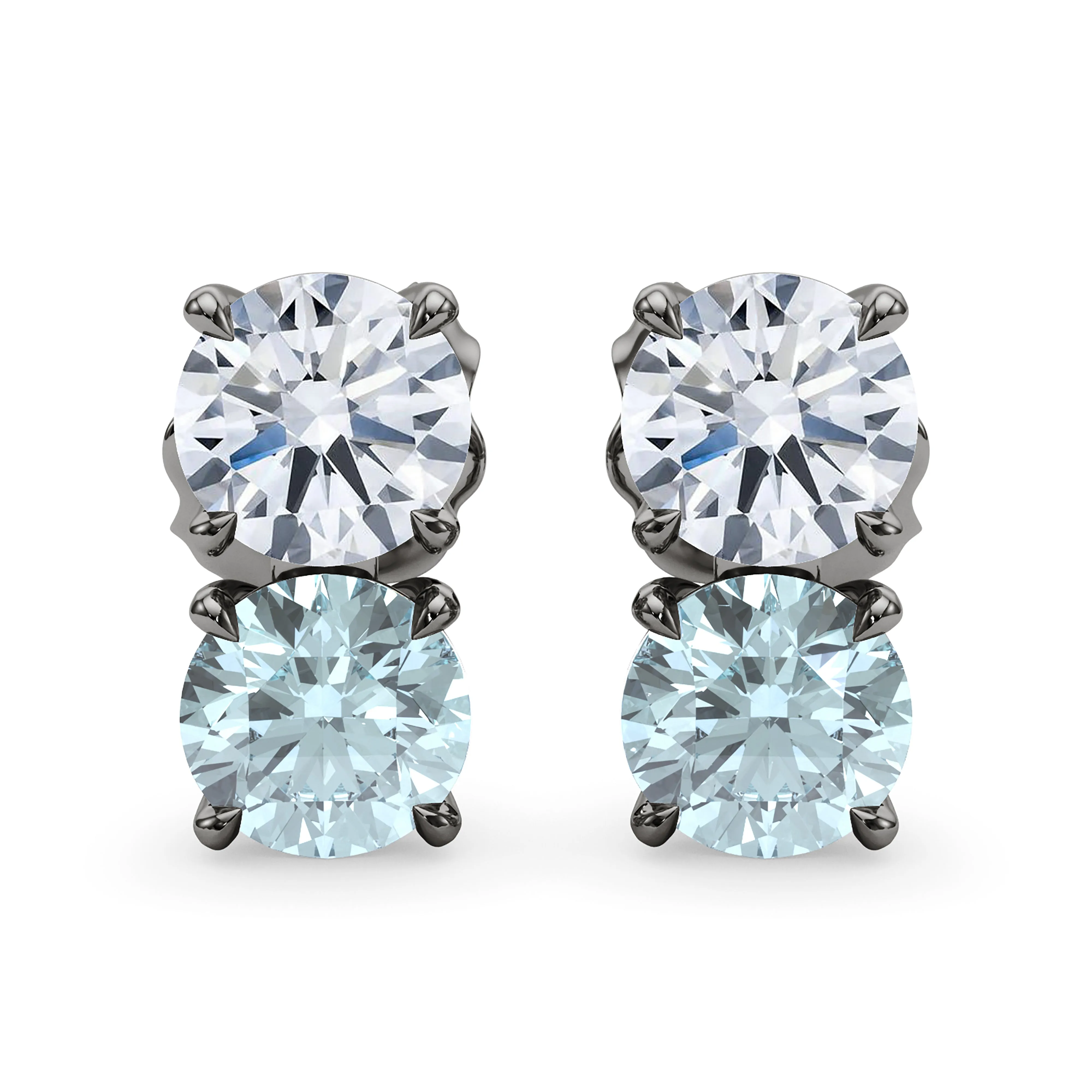 Double Diamond & Birthstone Earring