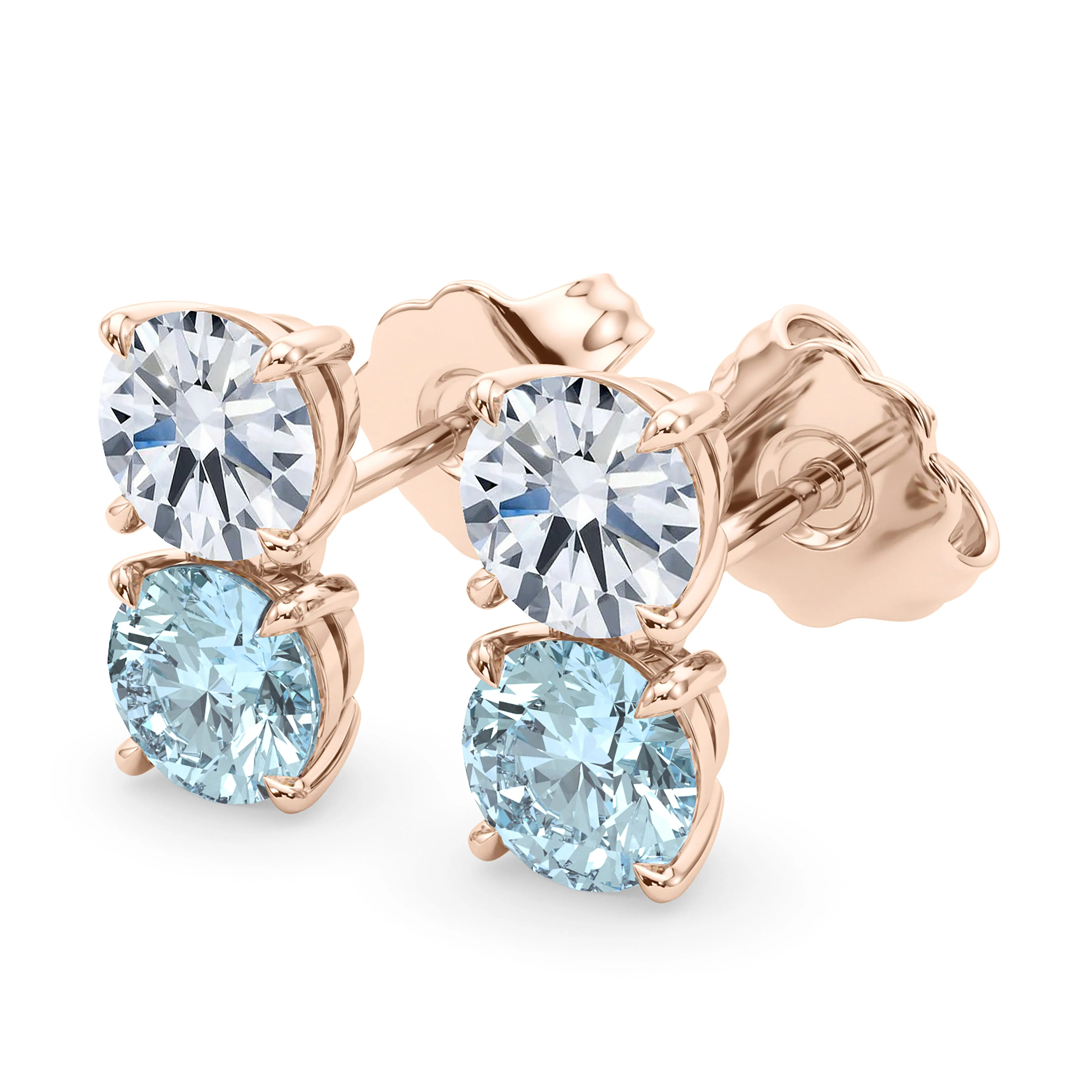 Double Diamond & Birthstone Earring