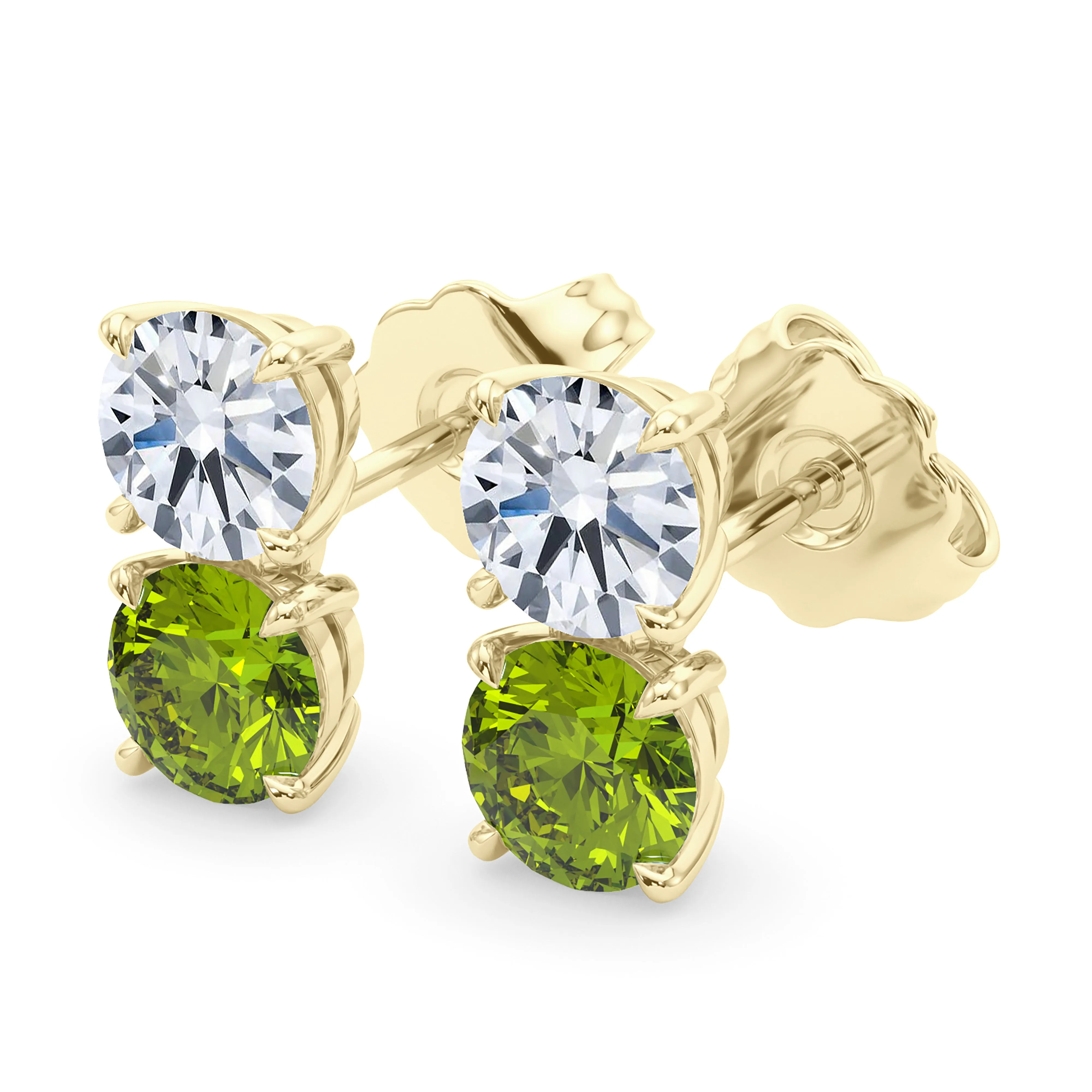 Double Diamond & Birthstone Earring