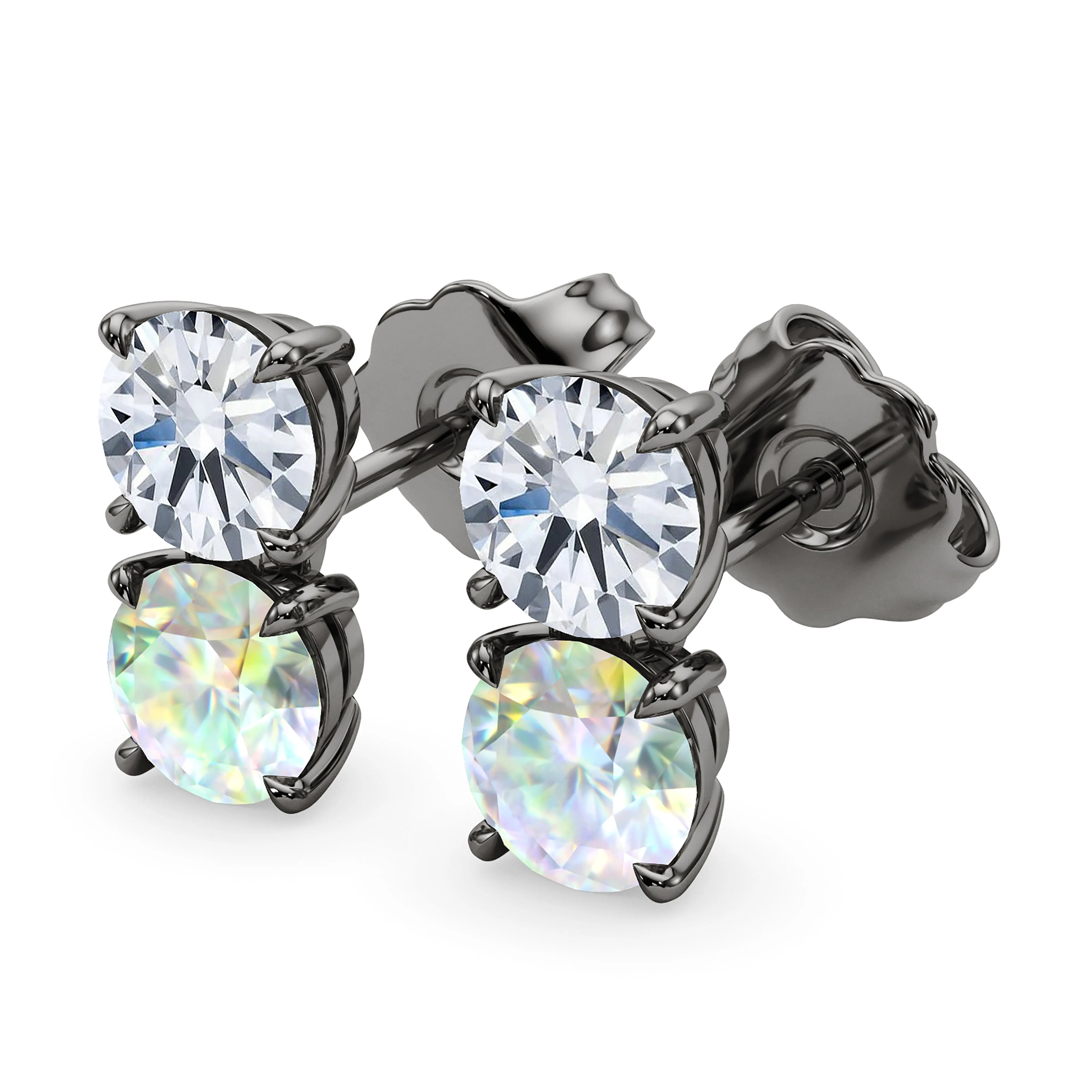 Double Diamond & Birthstone Earring