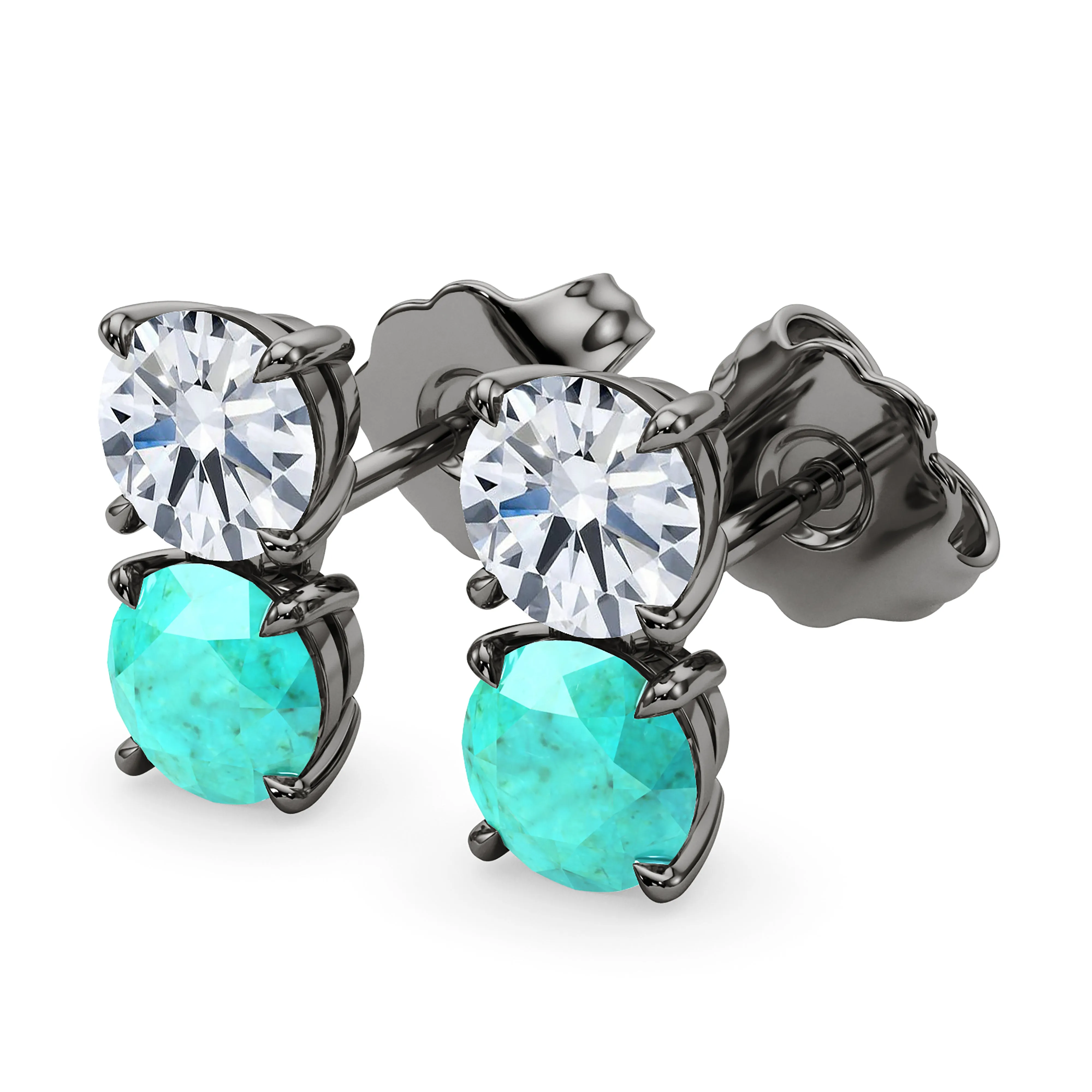 Double Diamond & Birthstone Earring