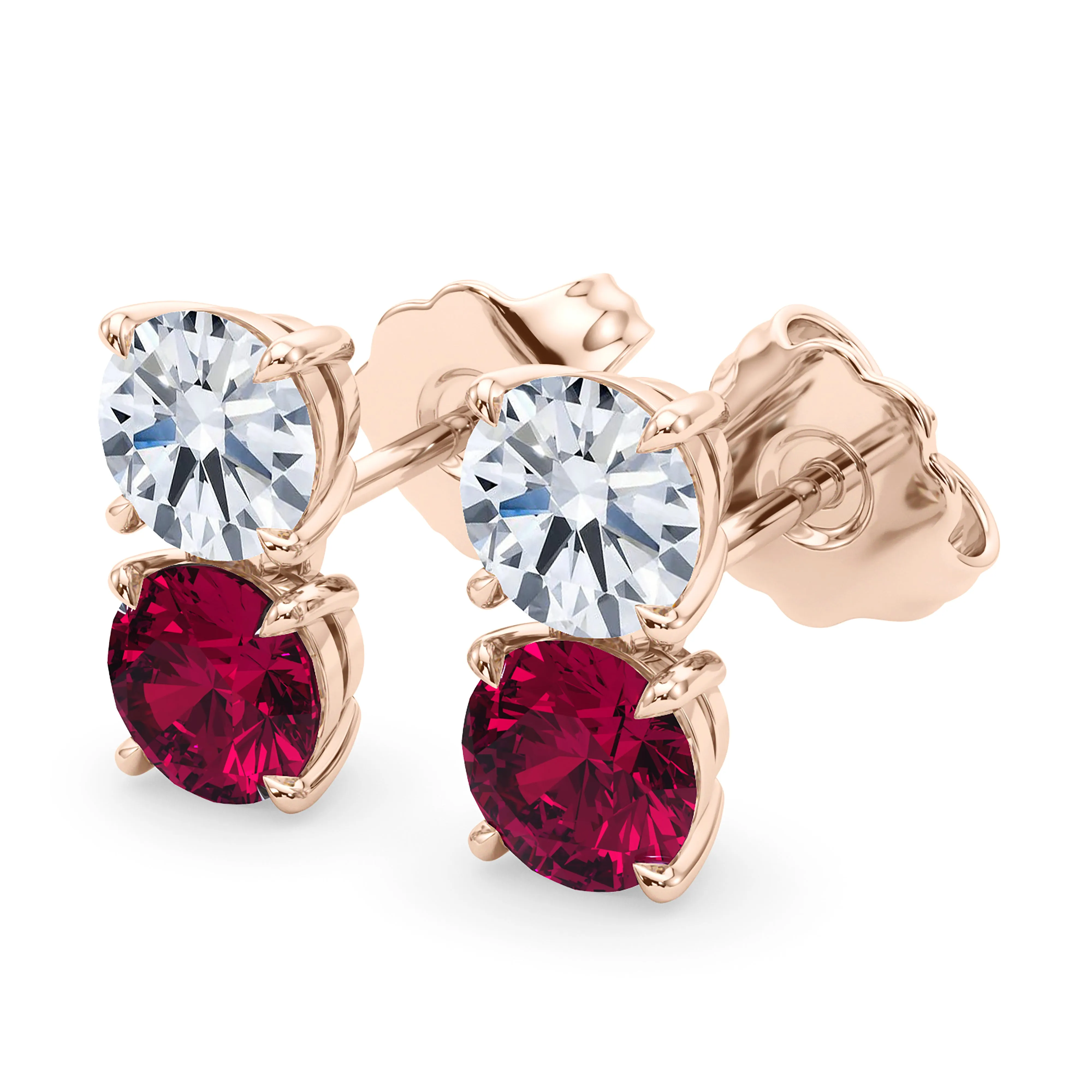 Double Diamond & Birthstone Earring