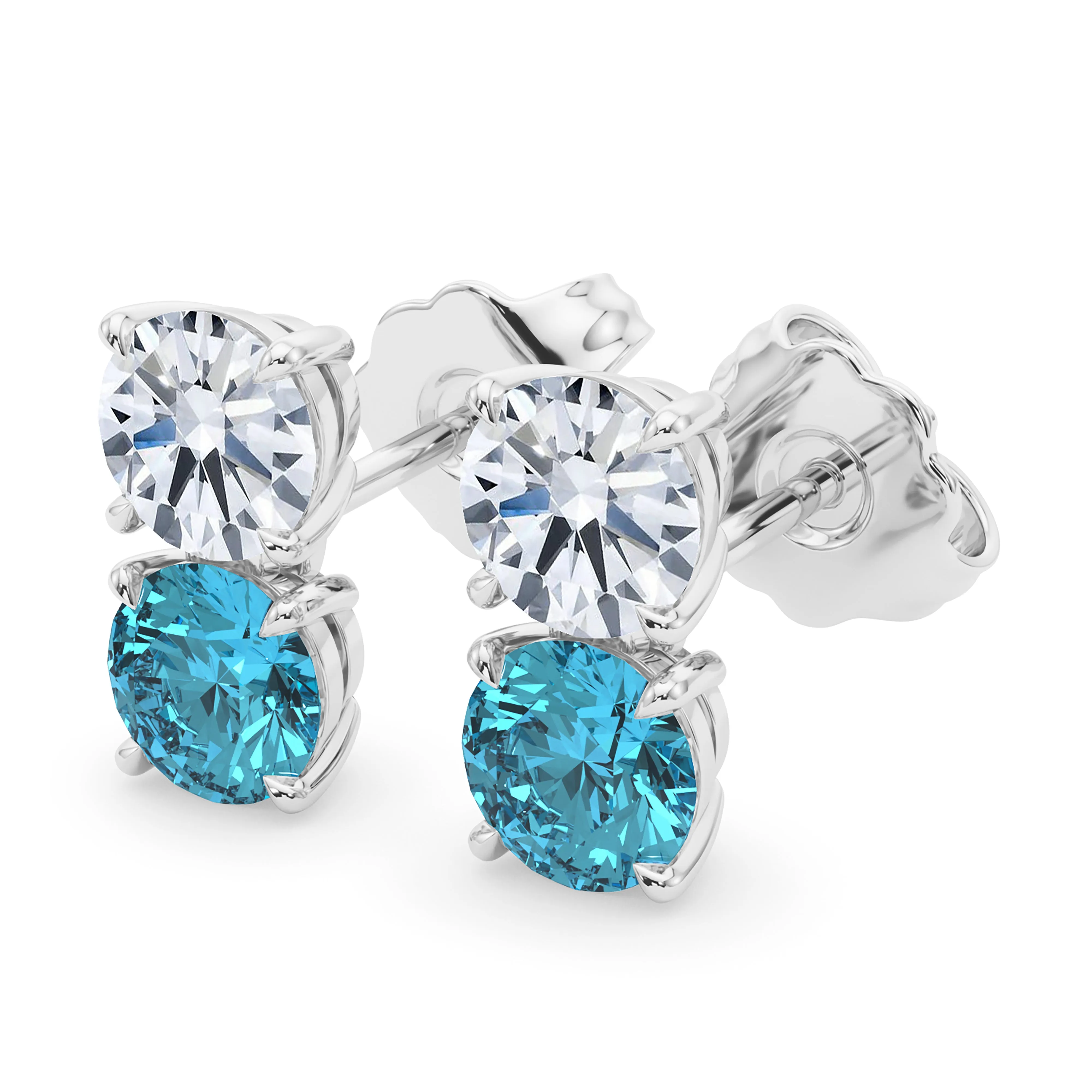 Double Diamond & Birthstone Earring