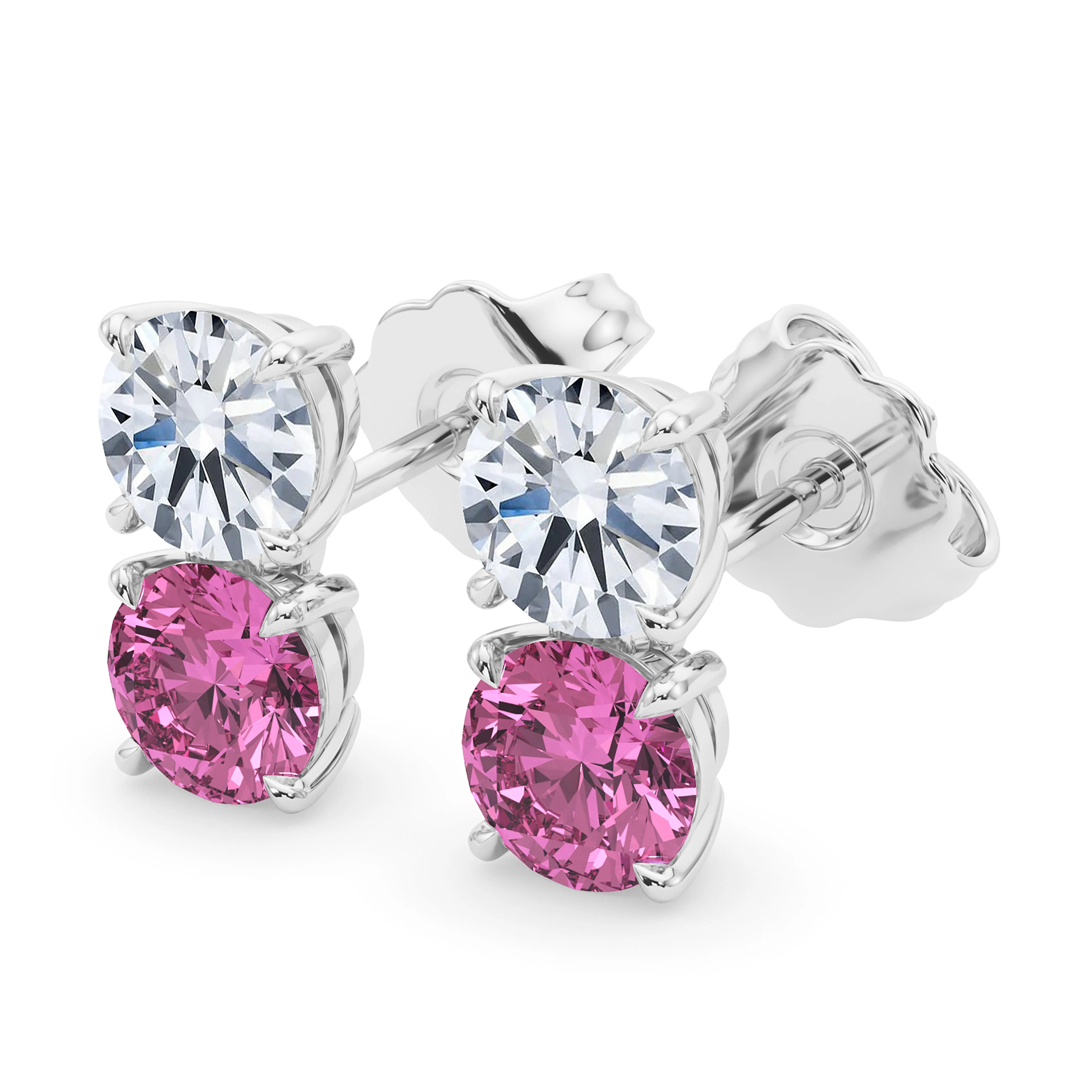 Double Diamond & Birthstone Earring