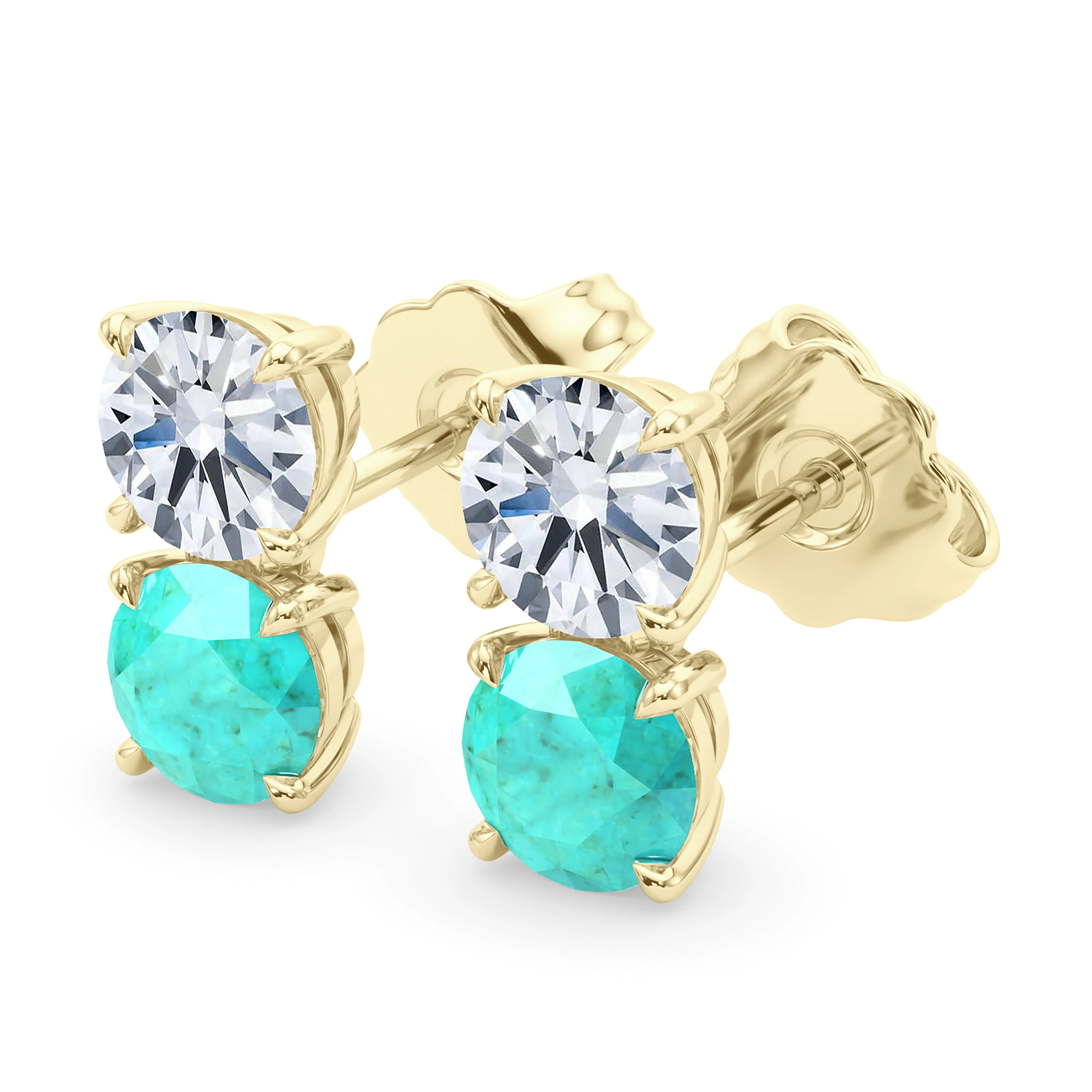 Double Diamond & Birthstone Earring