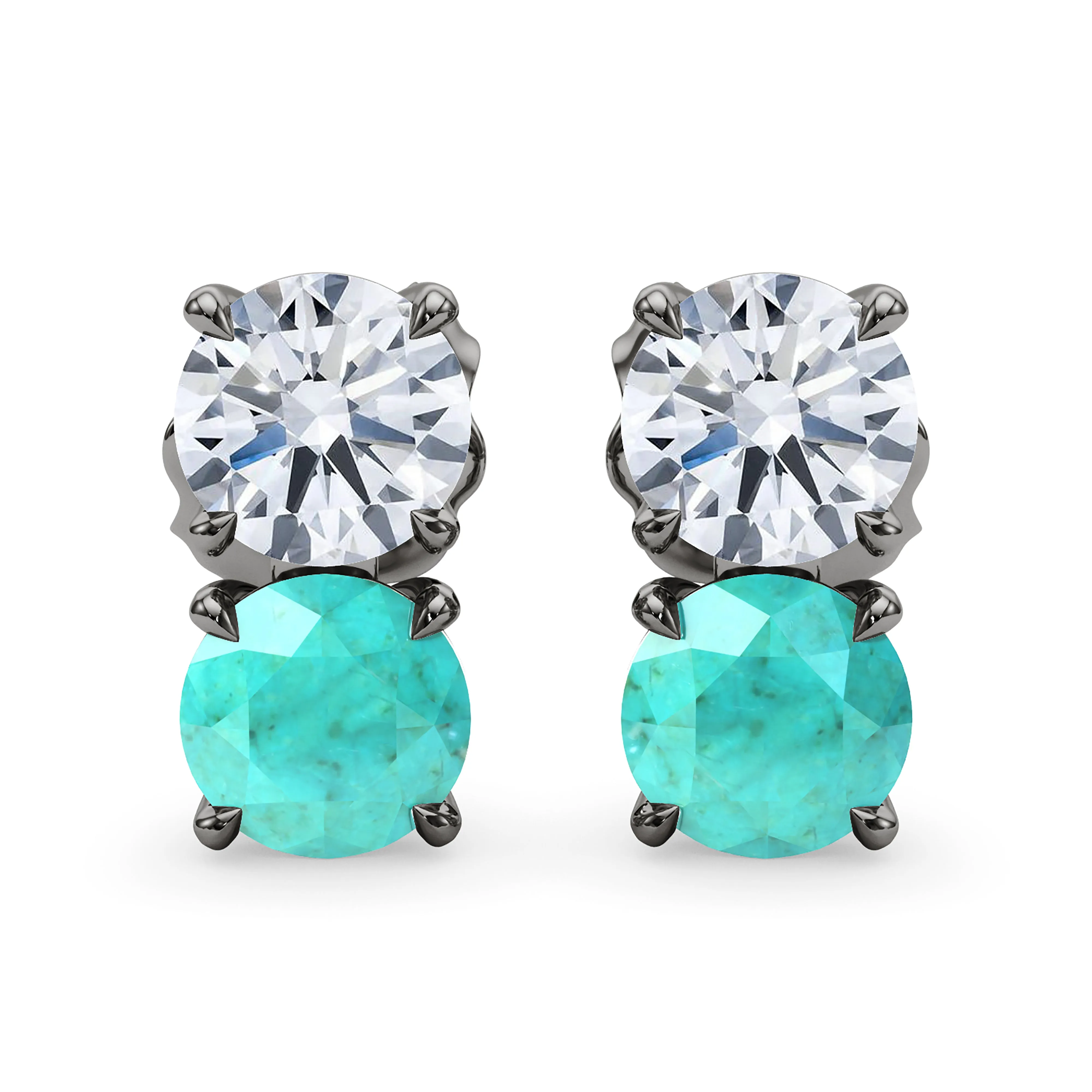 Double Diamond & Birthstone Earring