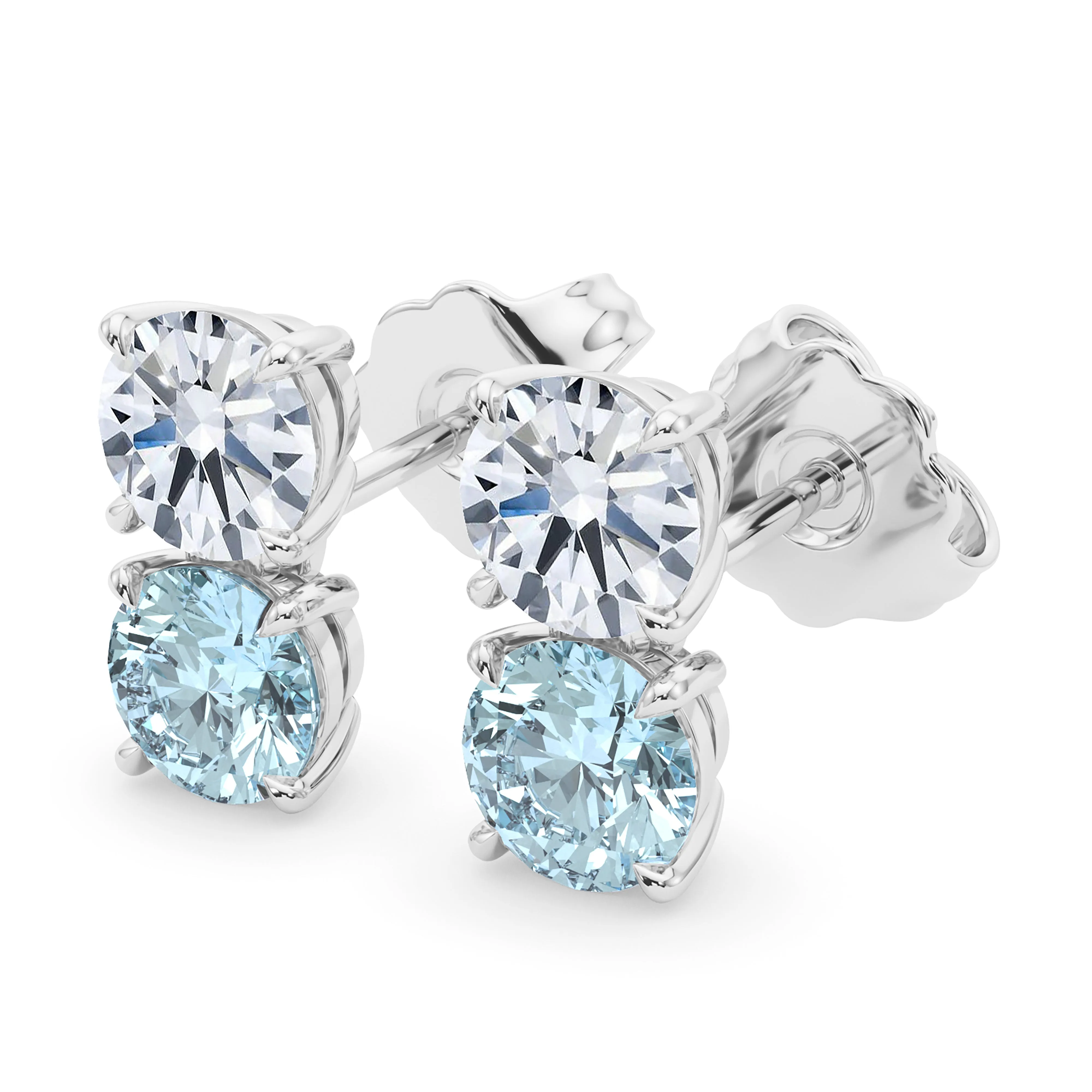Double Diamond & Birthstone Earring