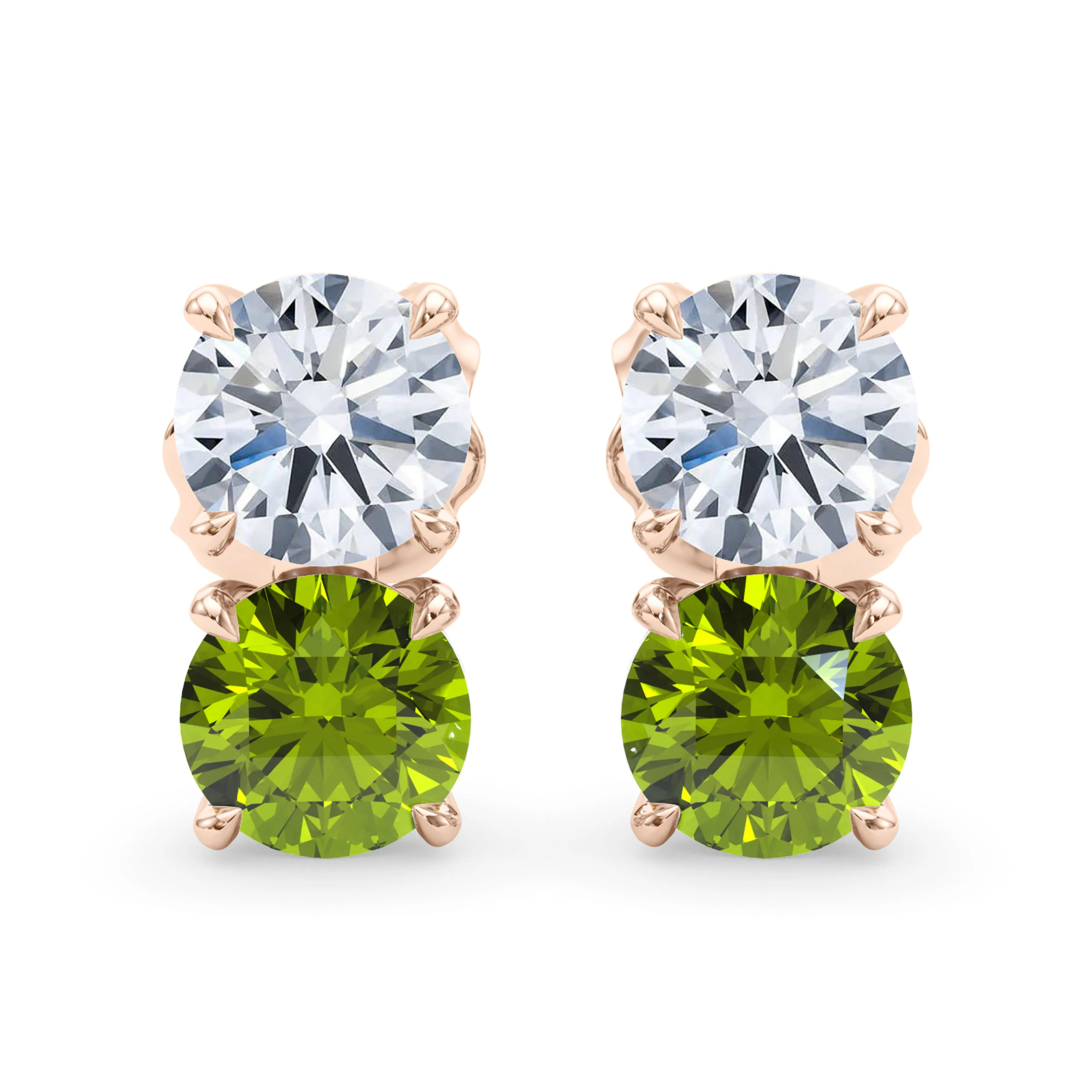 Double Diamond & Birthstone Earring