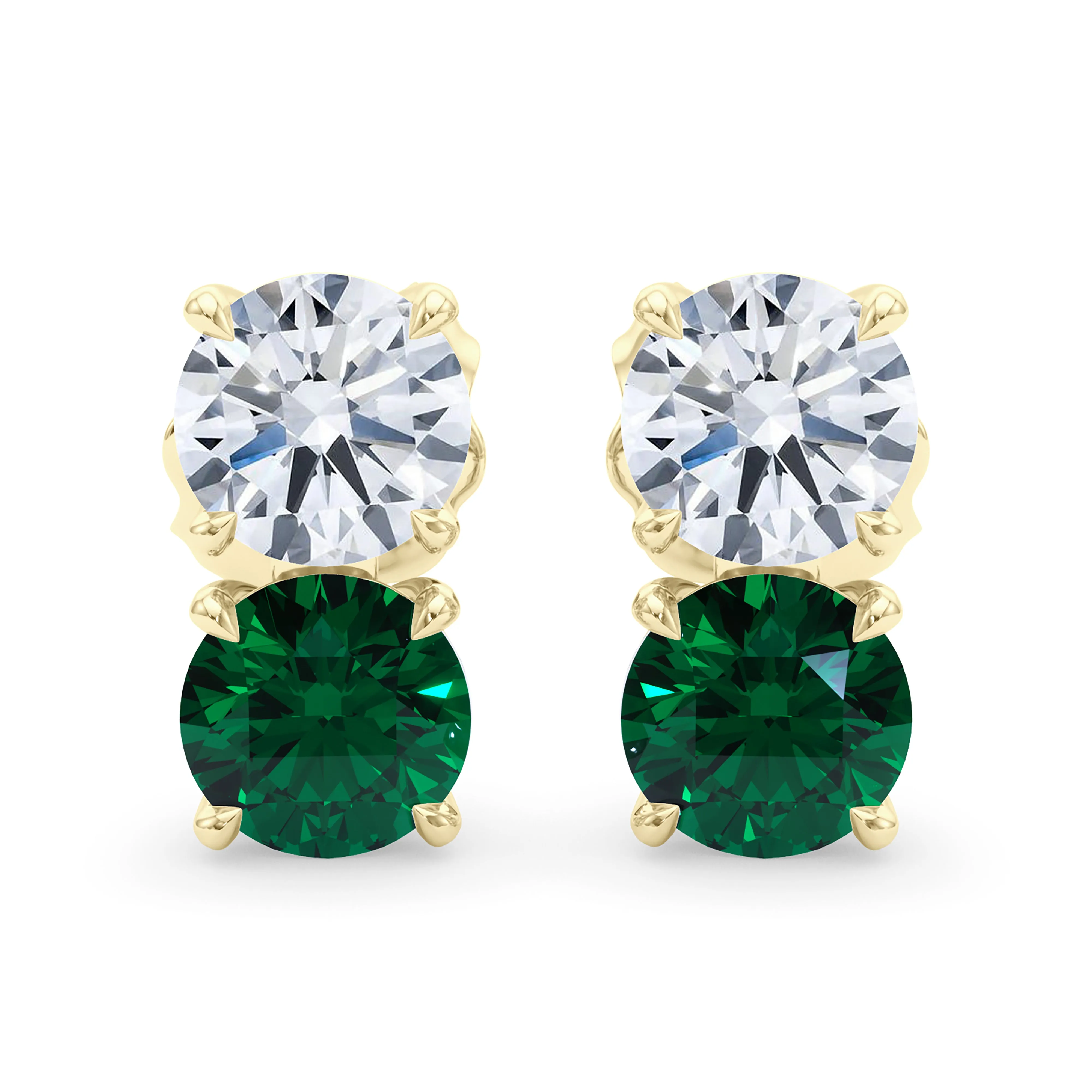 Double Diamond & Birthstone Earring