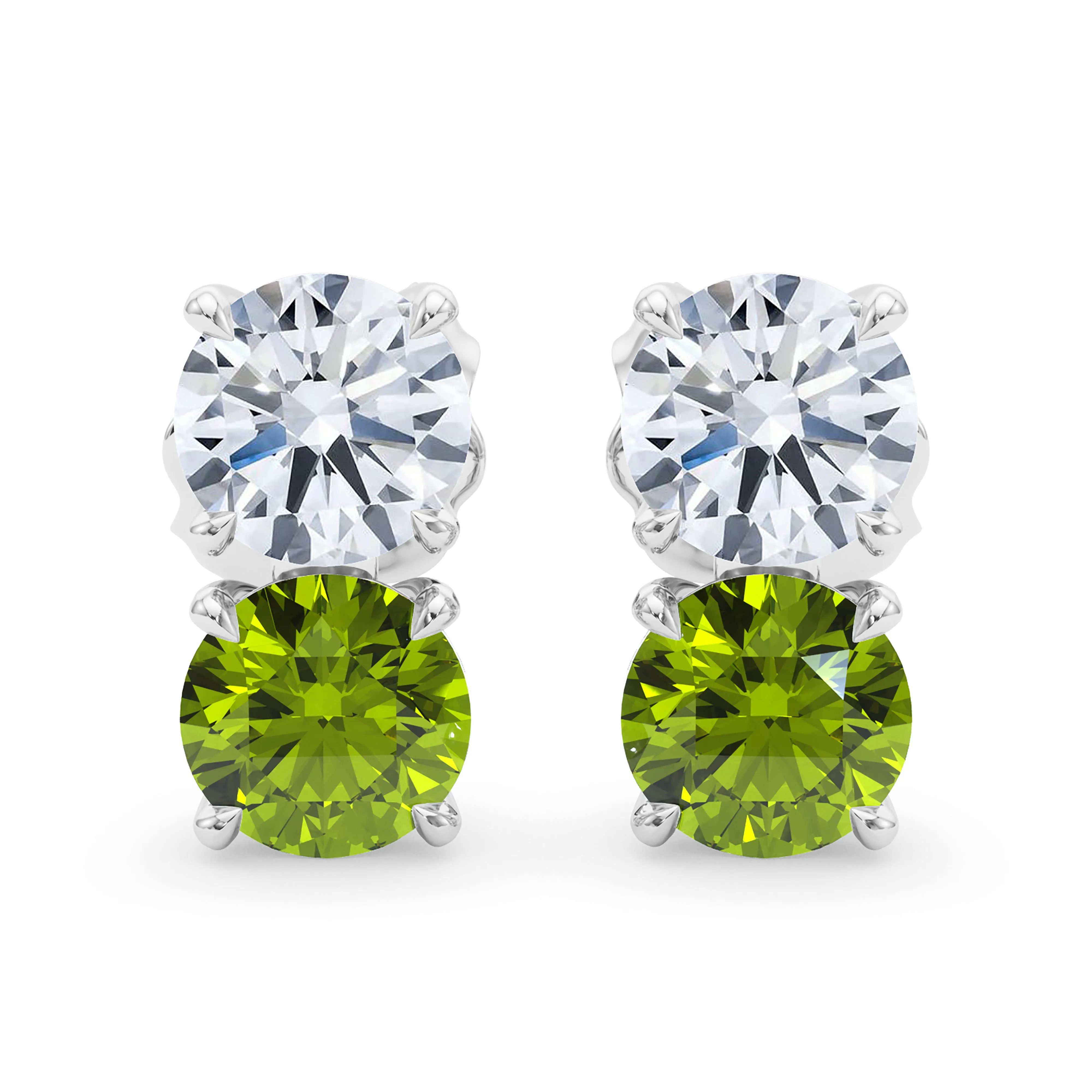 Double Diamond & Birthstone Earring