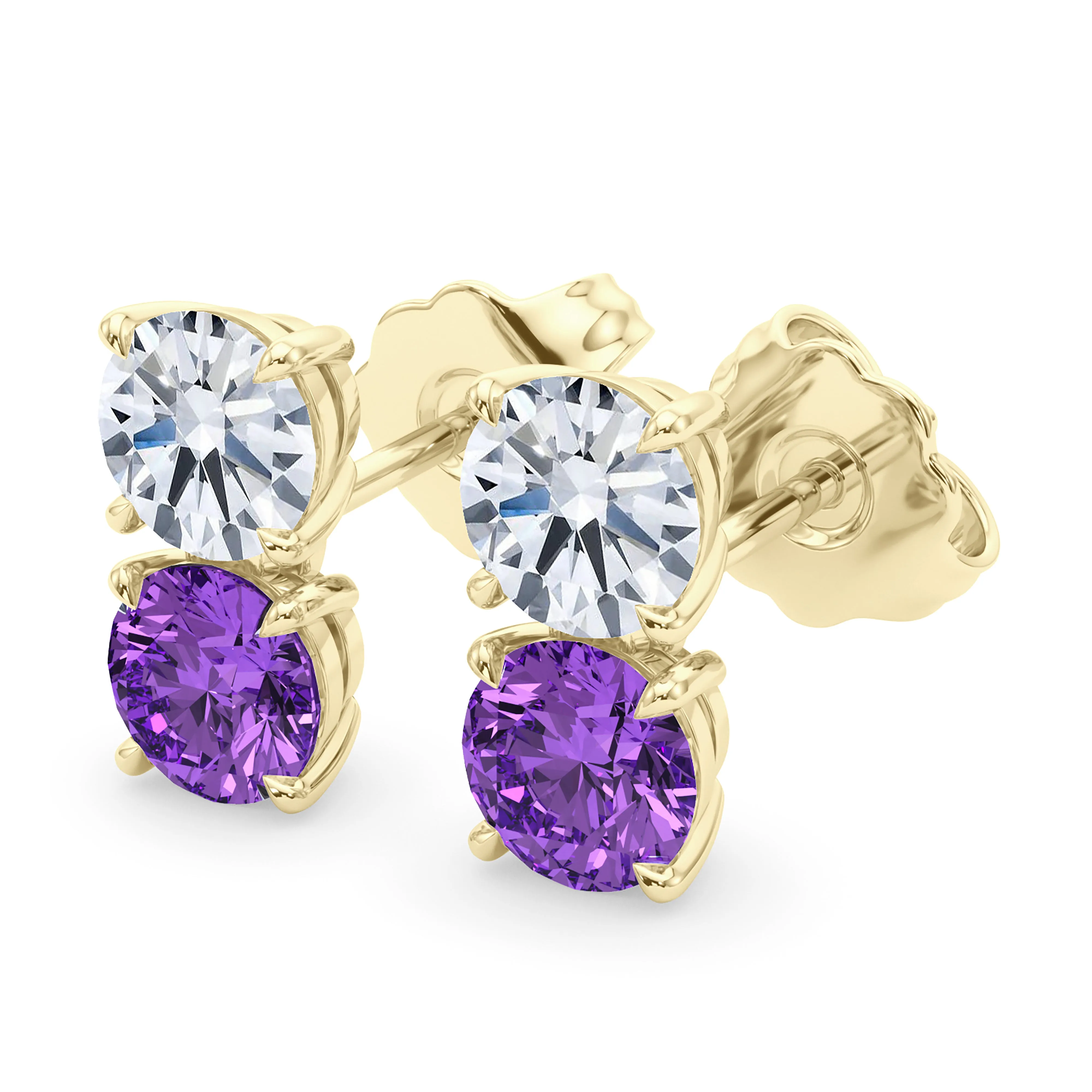 Double Diamond & Birthstone Earring