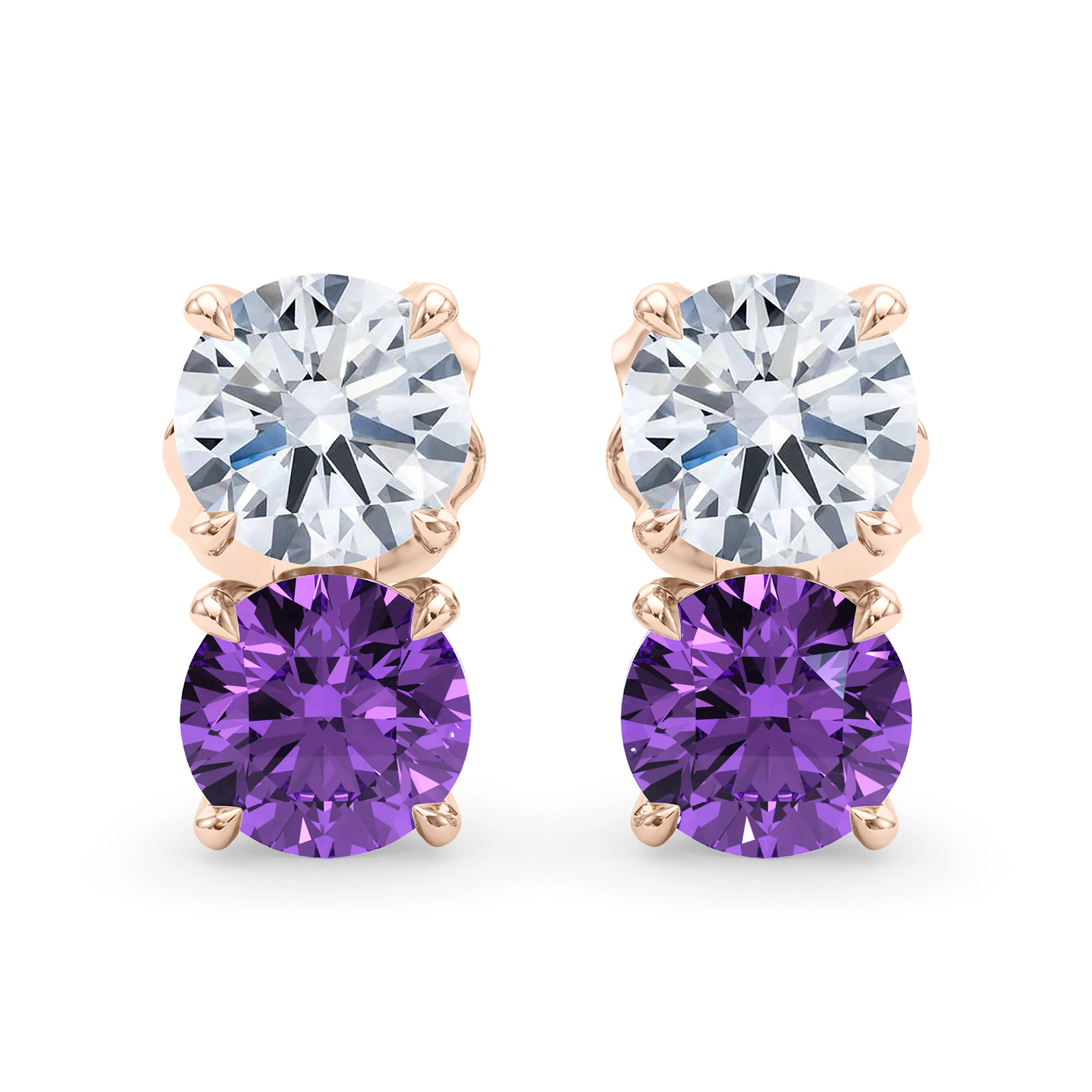 Double Diamond & Birthstone Earring