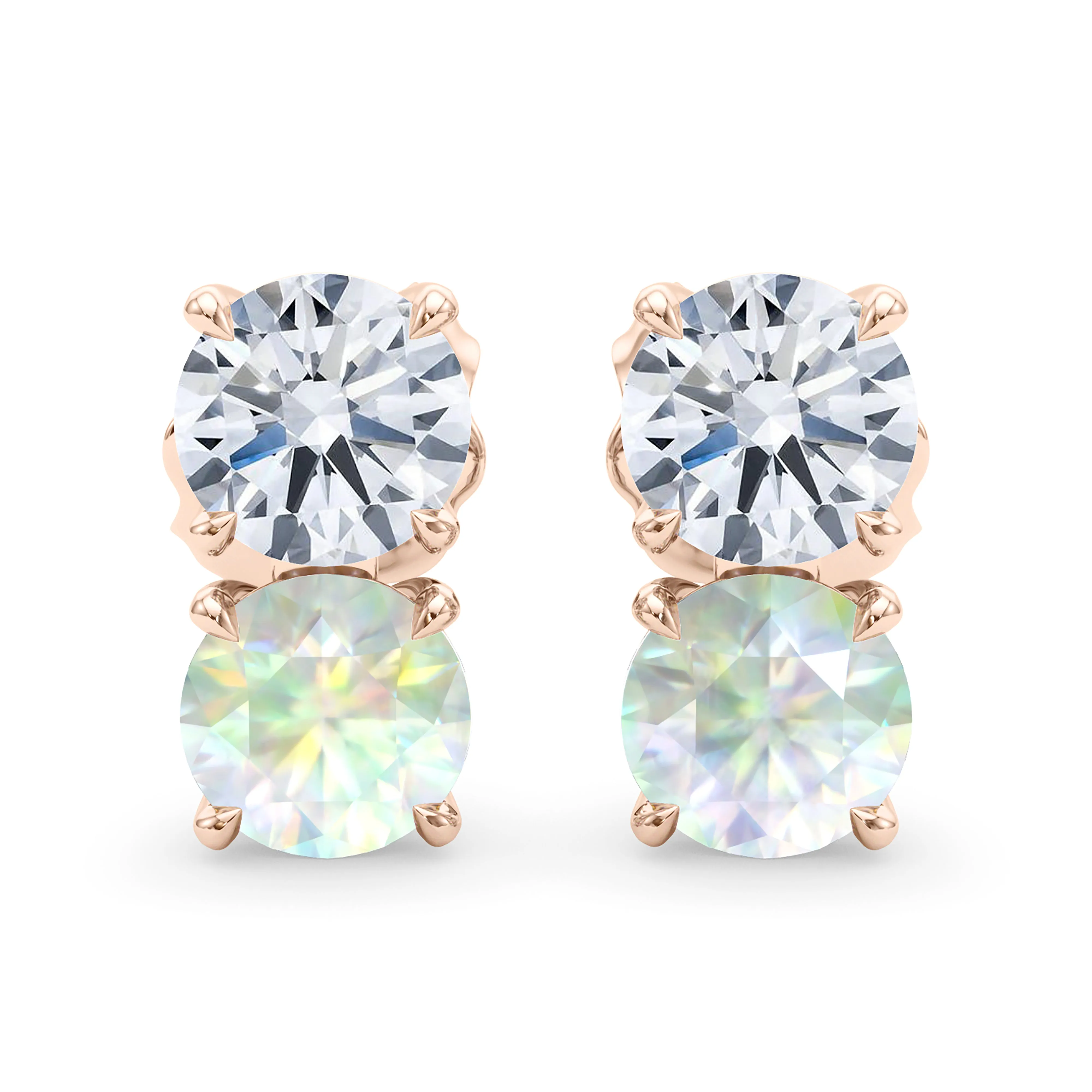 Double Diamond & Birthstone Earring