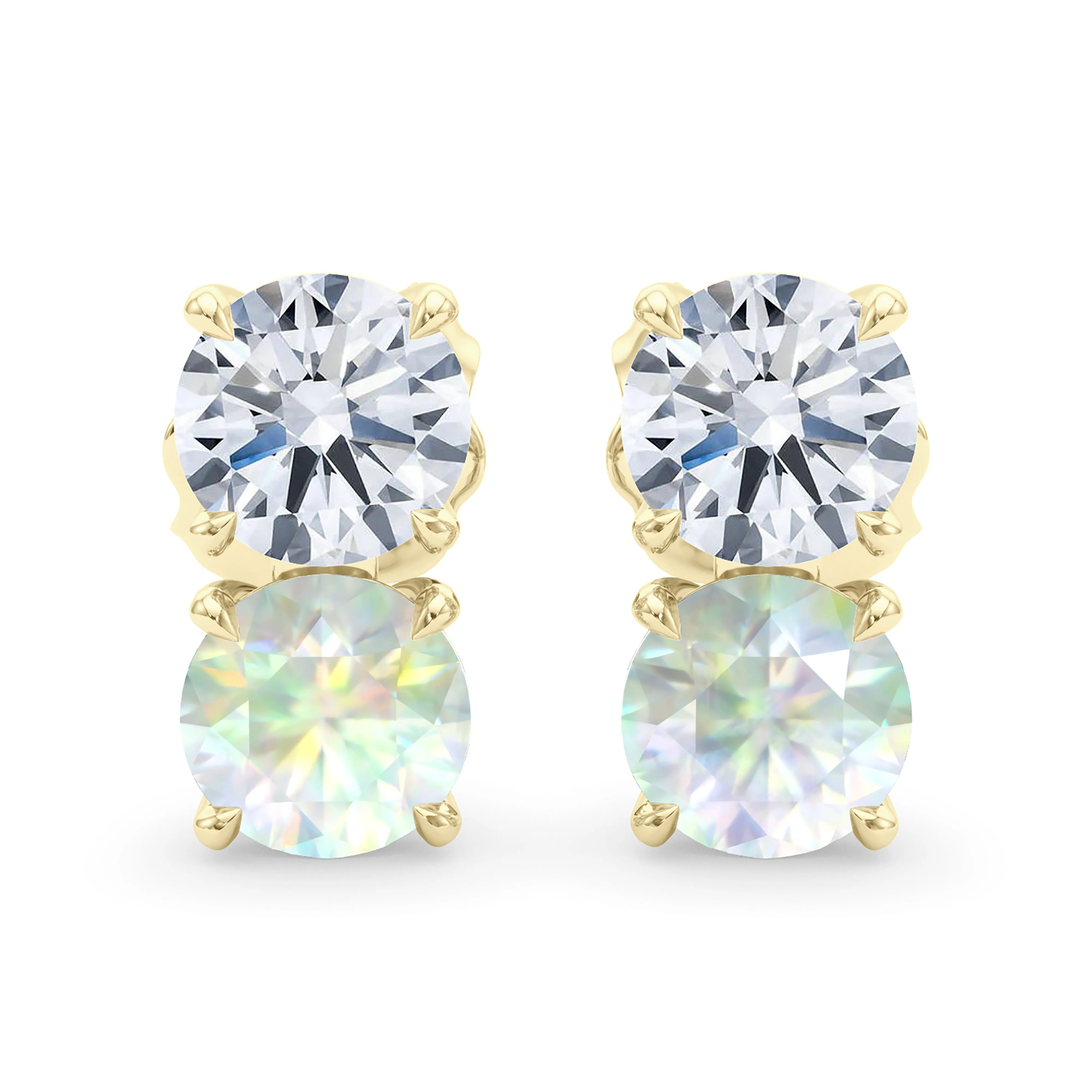 Double Diamond & Birthstone Earring