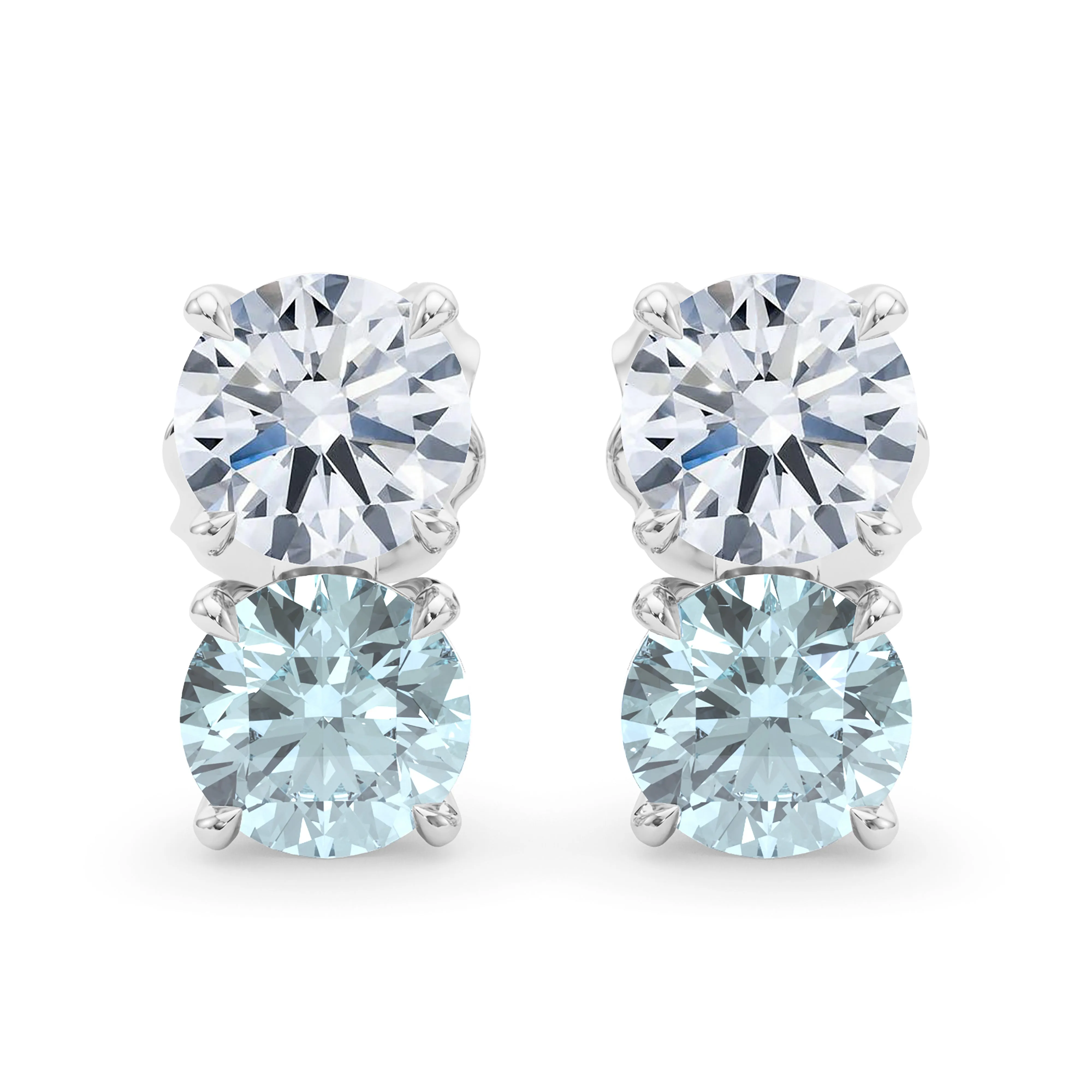 Double Diamond & Birthstone Earring