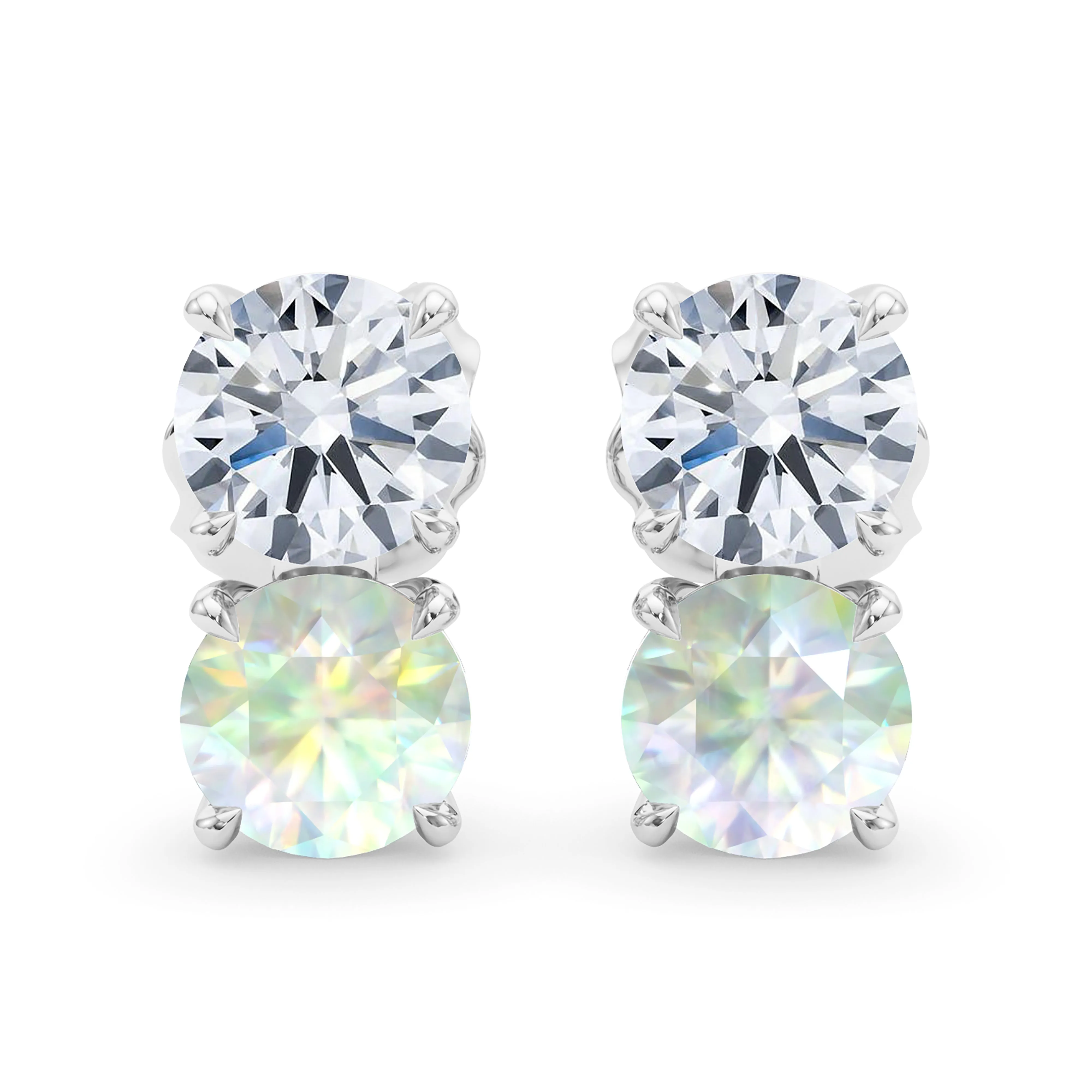 Double Diamond & Birthstone Earring