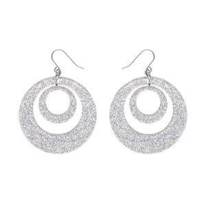 Double Hoop Glitter Drop Earrings - Iridescent