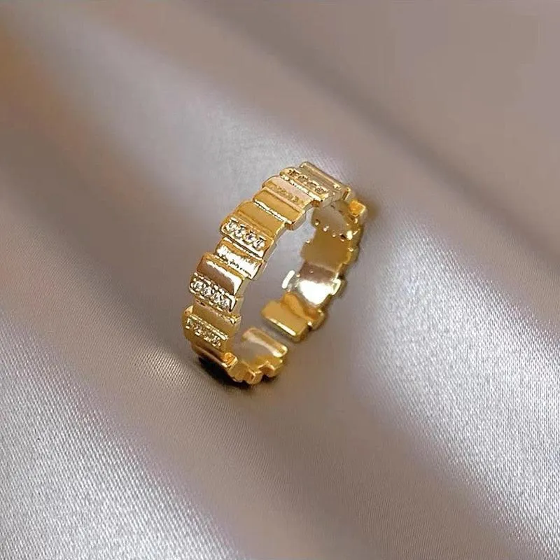 Double Metal Enamel Set Open Rings