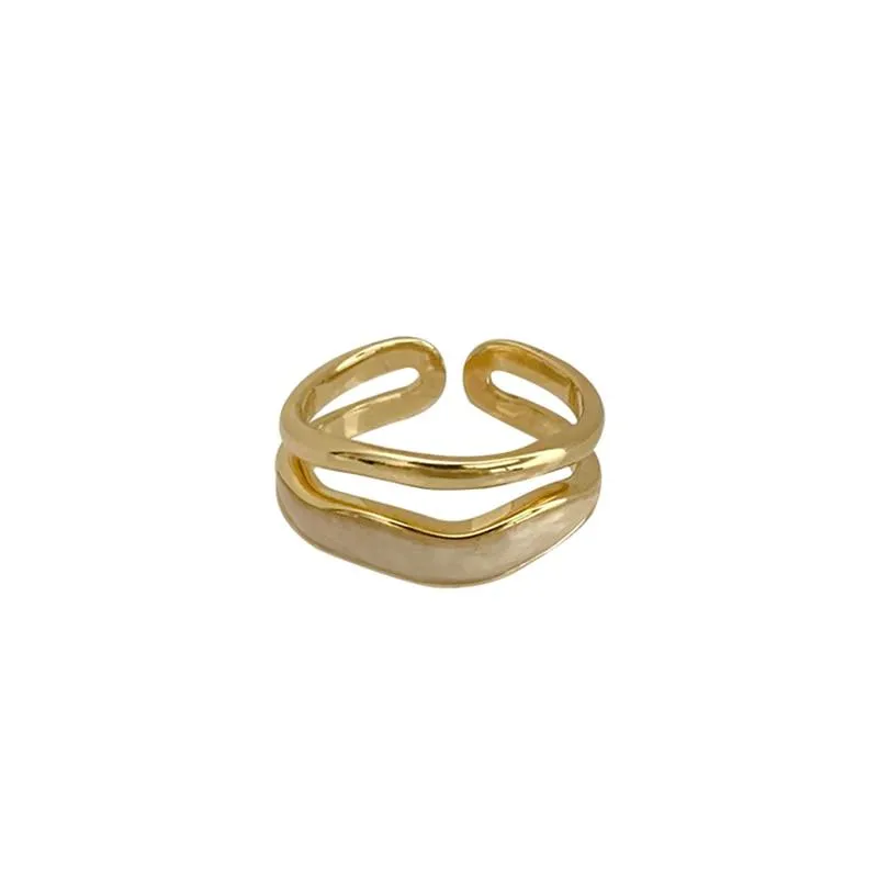 Double Metal Enamel Set Open Rings