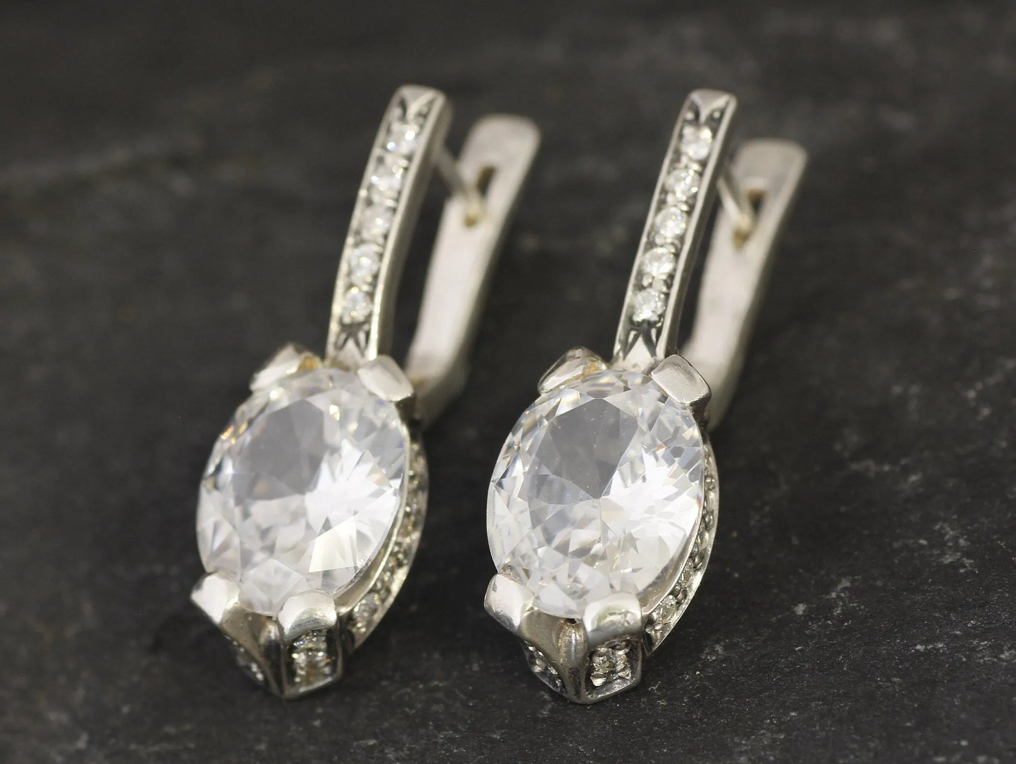 Drop Diamond Earrings - Sparkly Bridal Earrings - Brilliant Diamond Earrings
