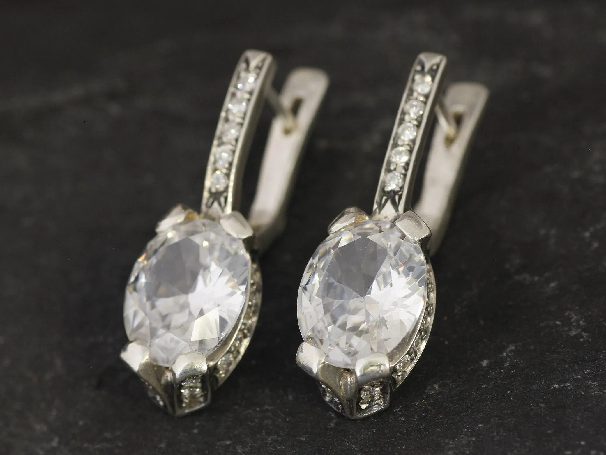 Drop Diamond Earrings - Sparkly Bridal Earrings - Brilliant Diamond Earrings