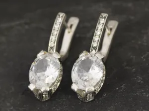 Drop Diamond Earrings - Sparkly Bridal Earrings - Brilliant Diamond Earrings