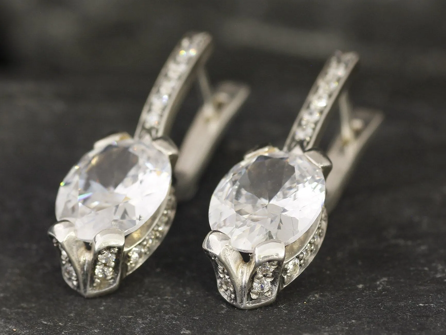 Drop Diamond Earrings - Sparkly Bridal Earrings - Brilliant Diamond Earrings