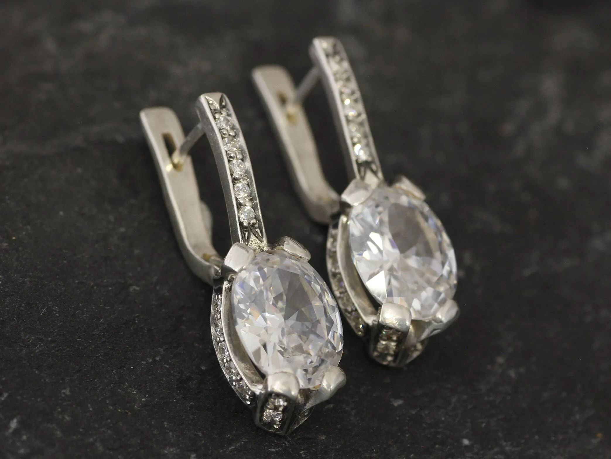 Drop Diamond Earrings - Sparkly Bridal Earrings - Brilliant Diamond Earrings