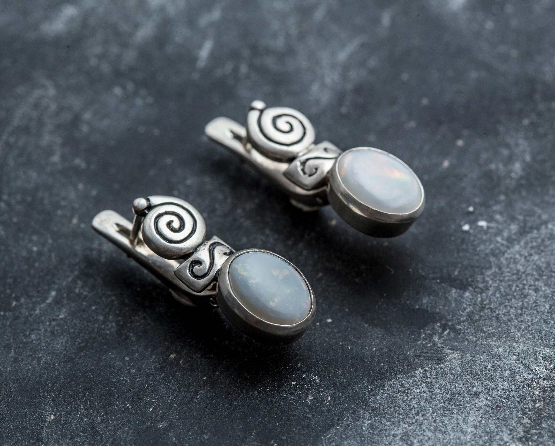 Drop Opal Earrings - Australian Opal Earrings - Vintage Boho Earrings