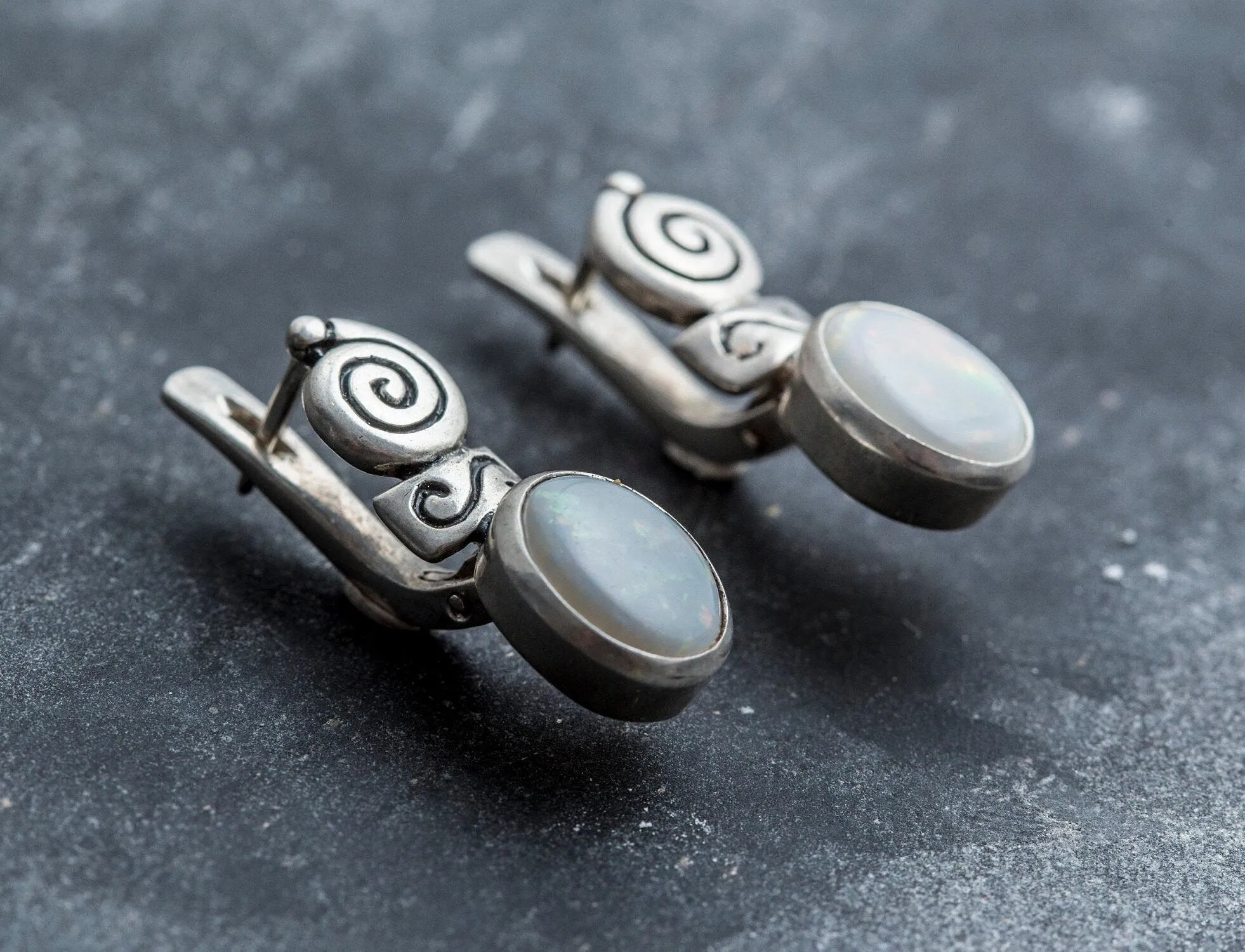 Drop Opal Earrings - Australian Opal Earrings - Vintage Boho Earrings